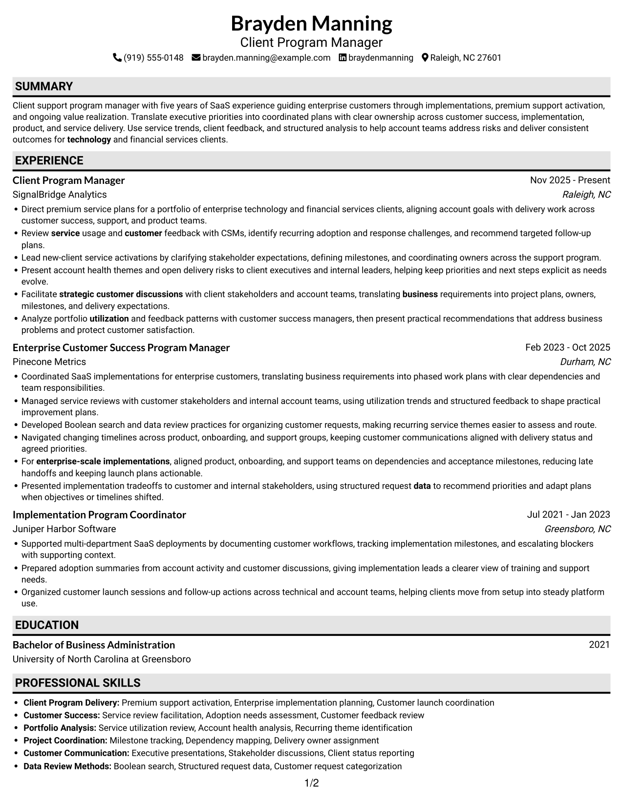Resume example — page 1