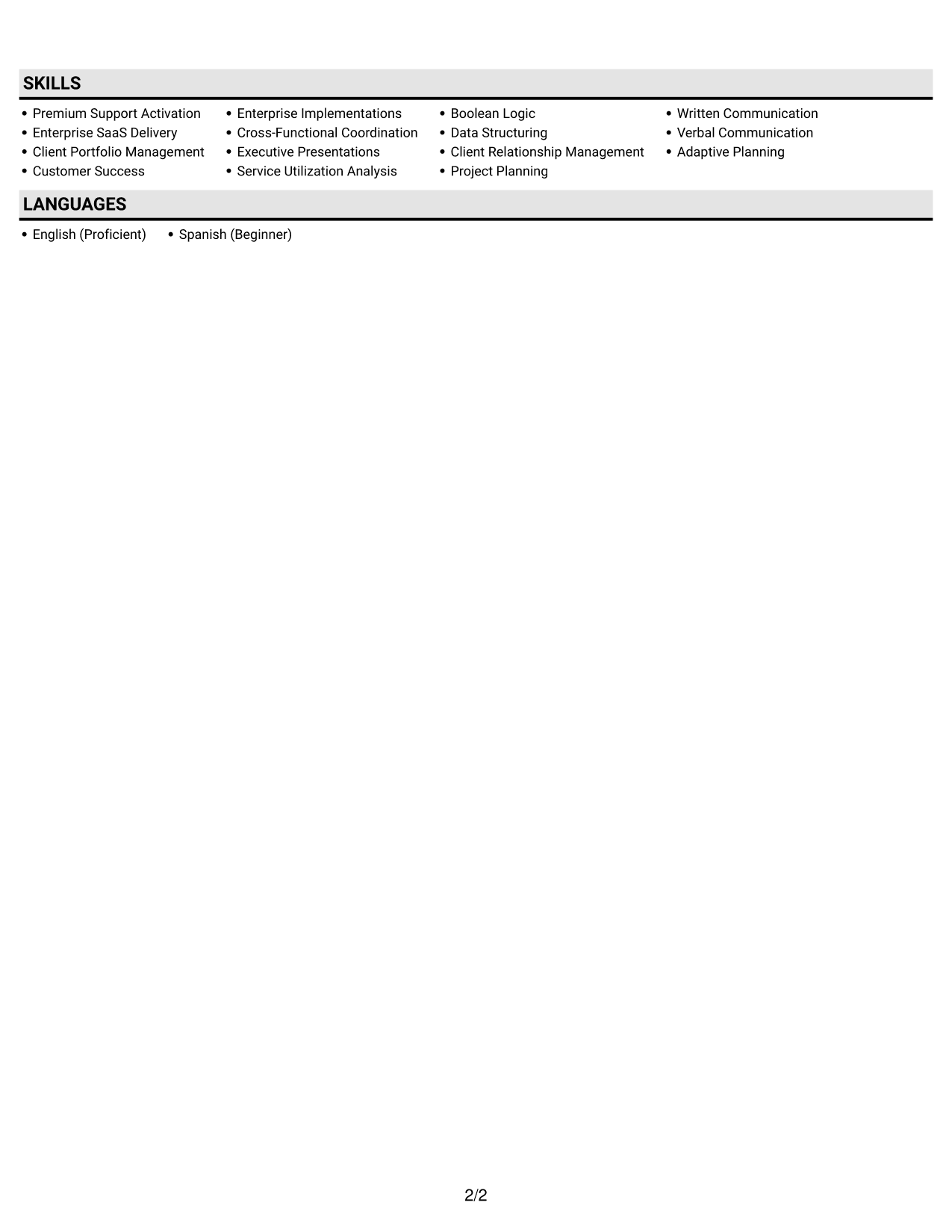 Resume example — page 2