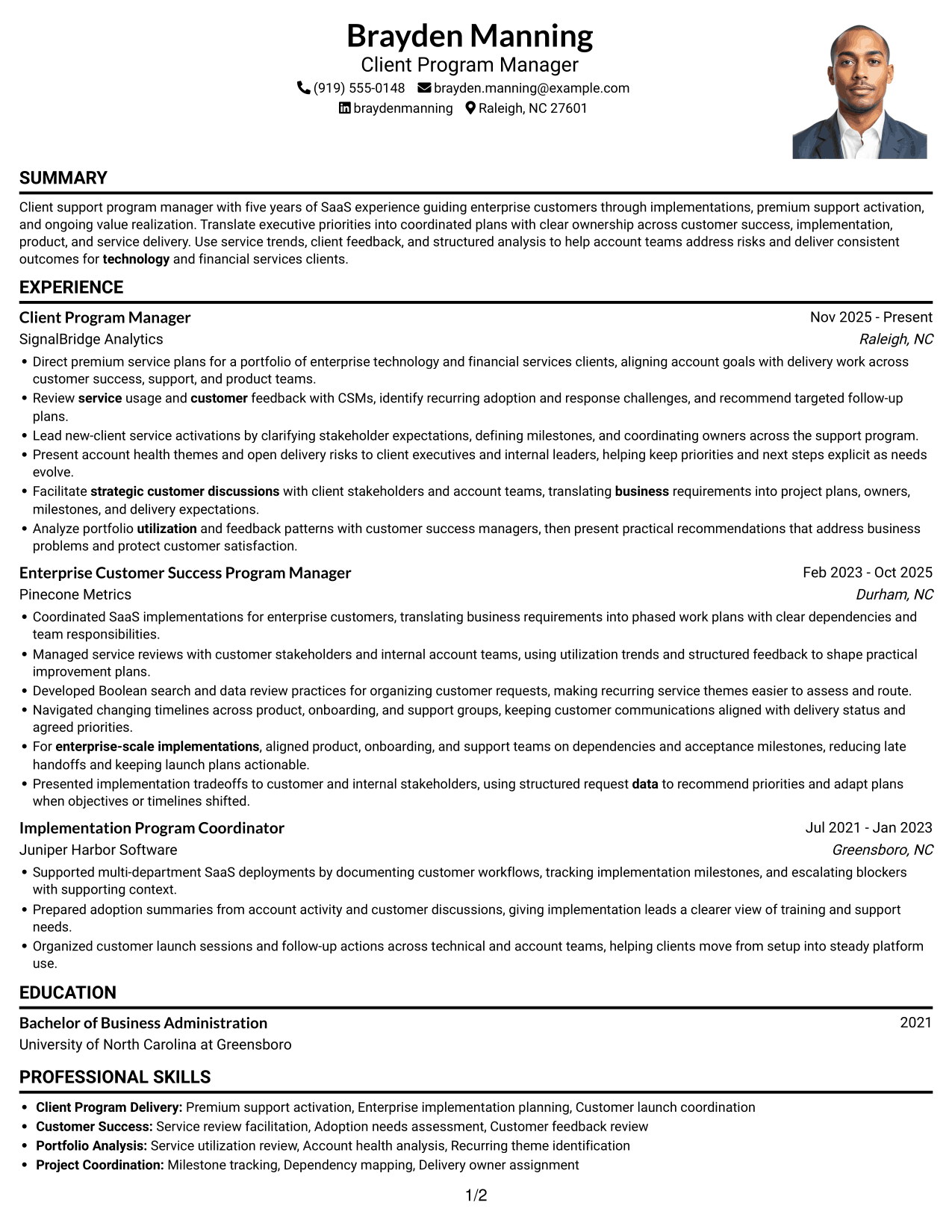 Resume example — page 1