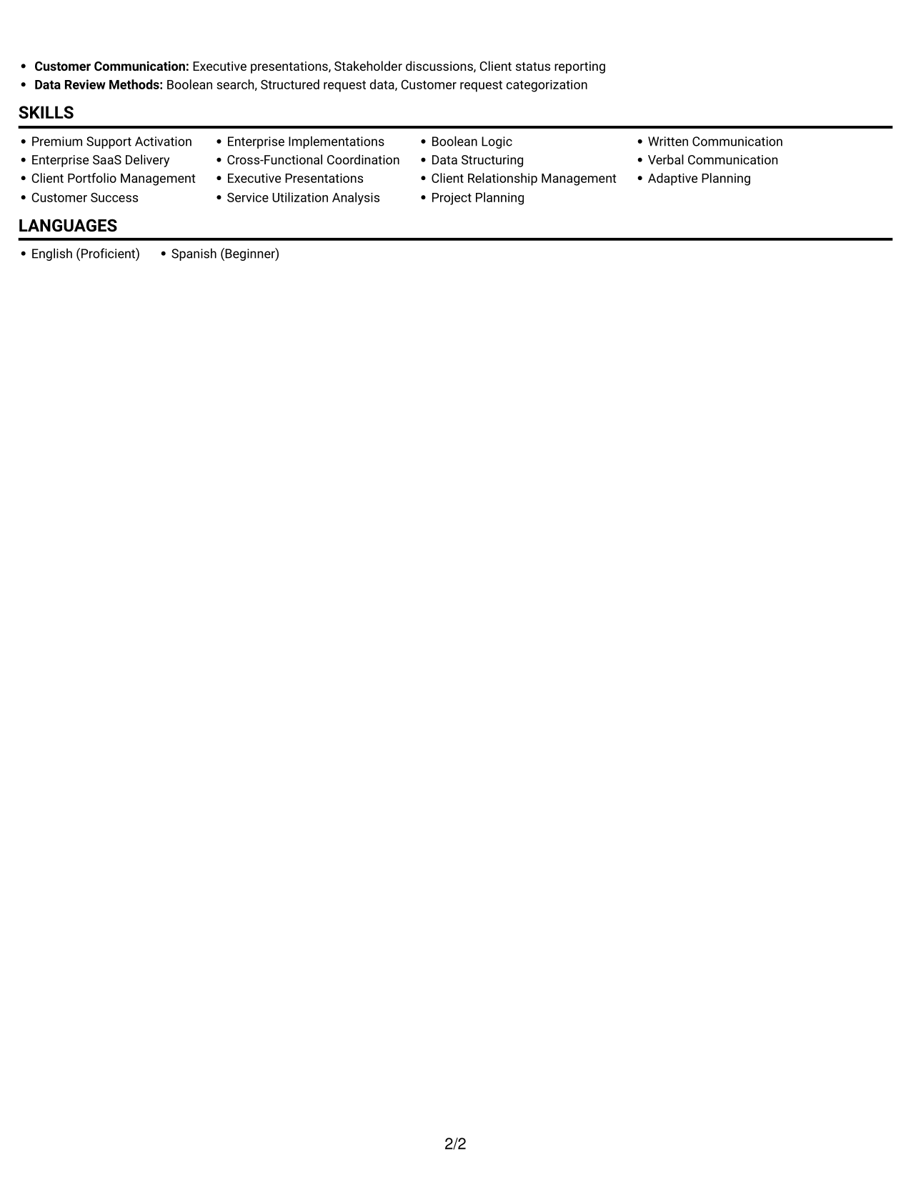Resume example — page 2