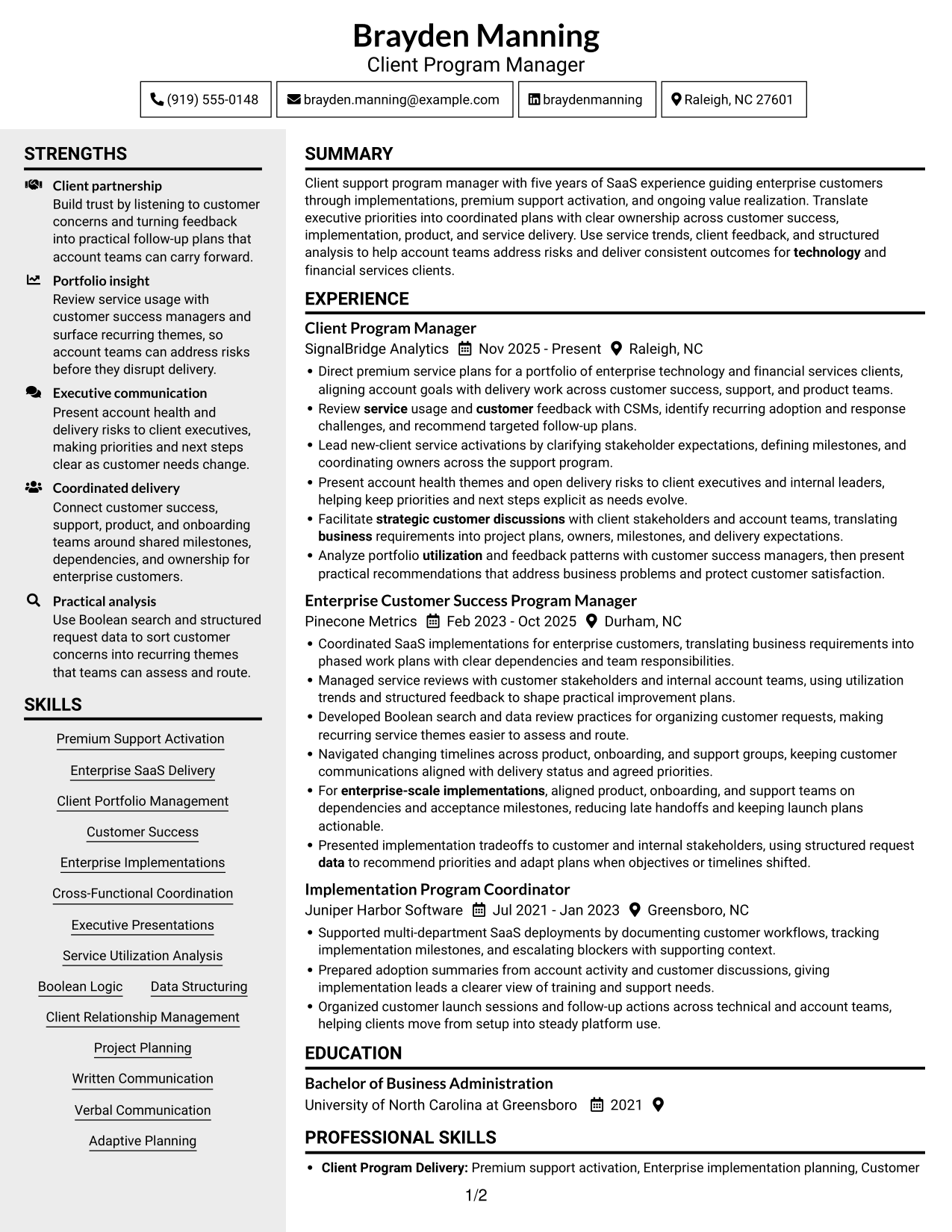Resume example — page 1