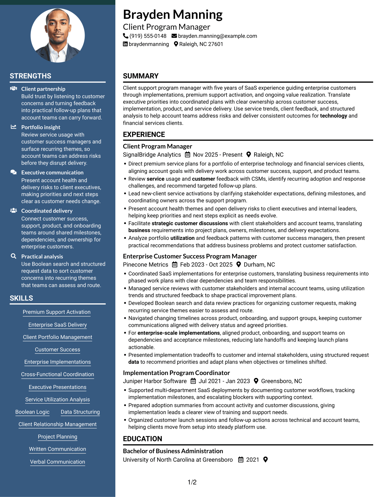 Resume example — page 1