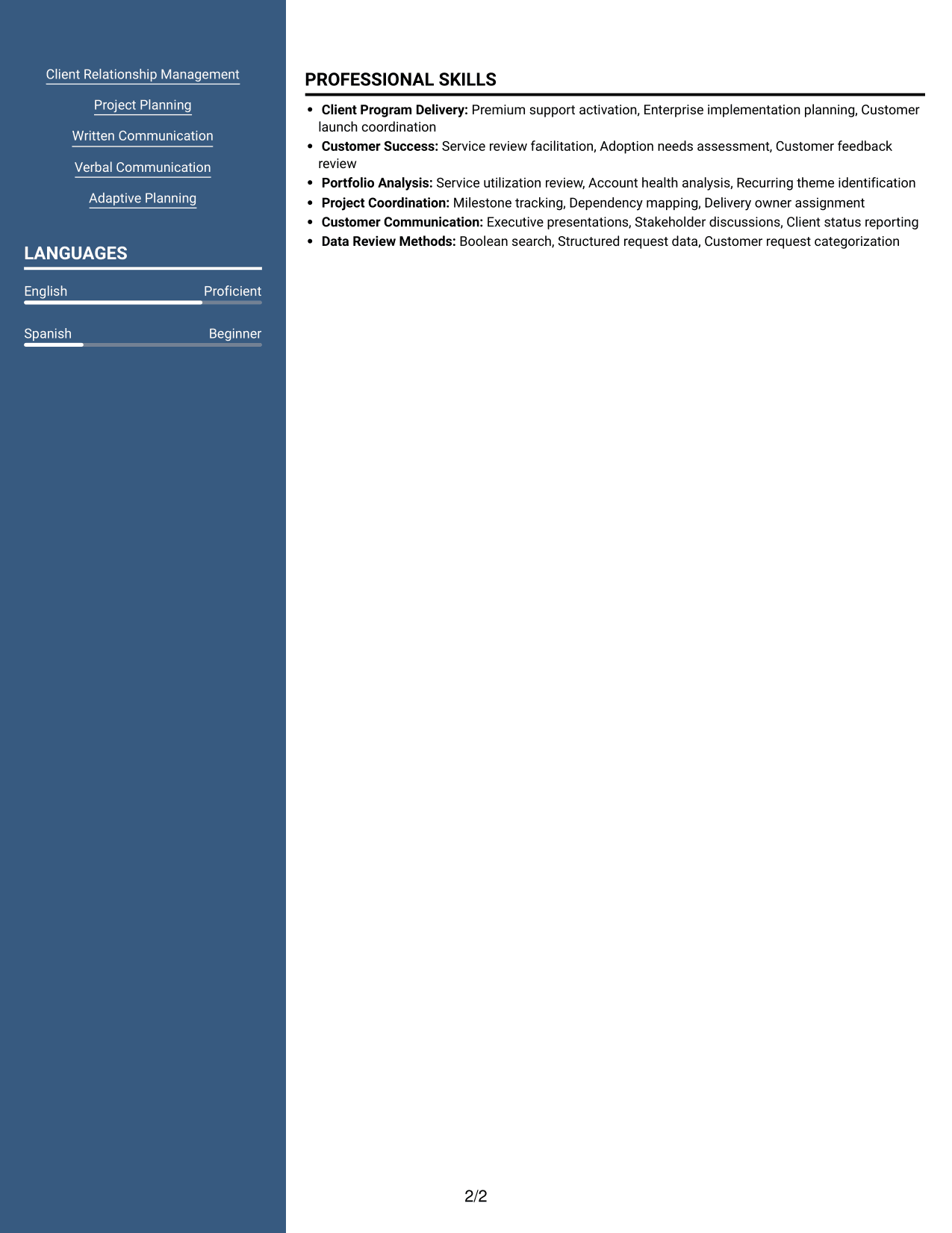 Resume example — page 2