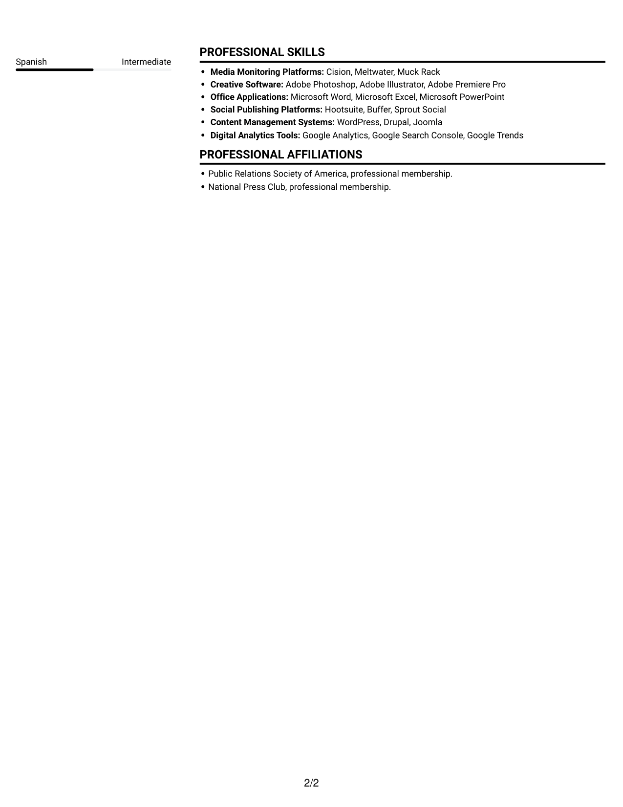 Resume example — page 2