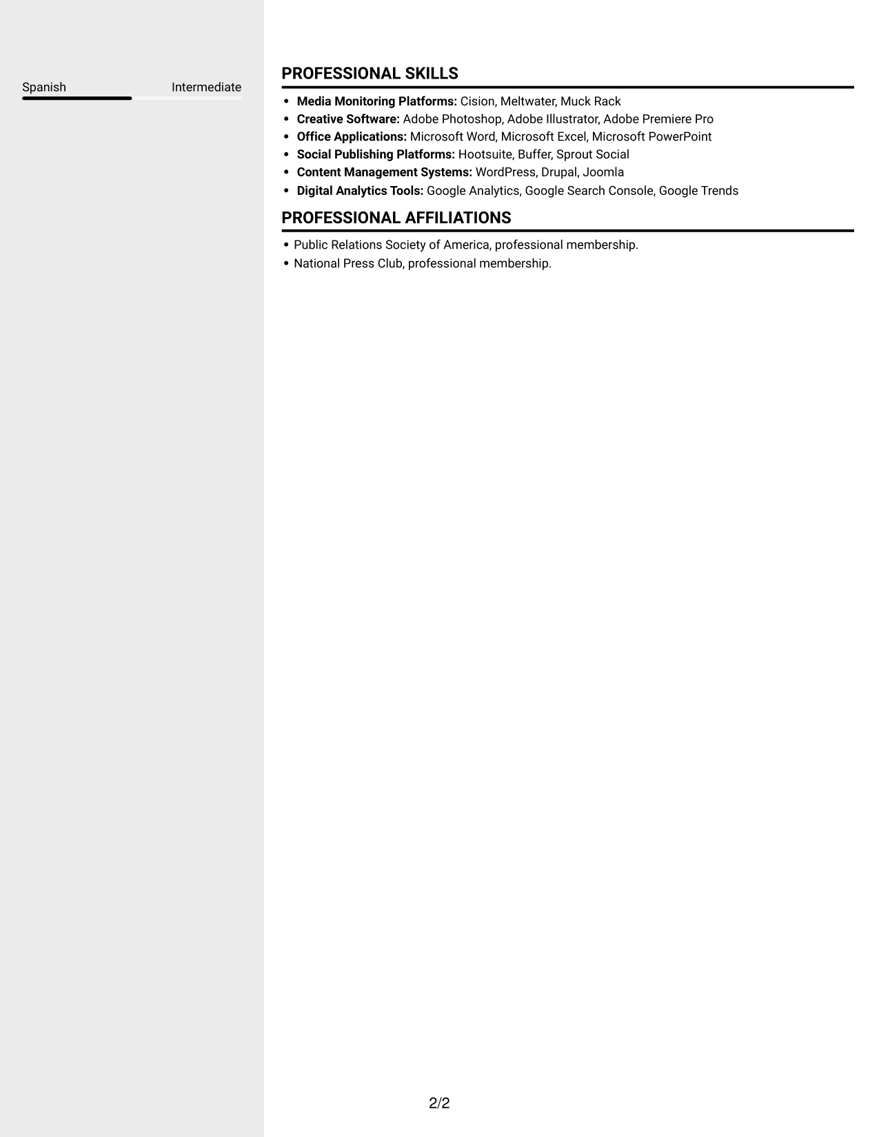Resume example — page 2