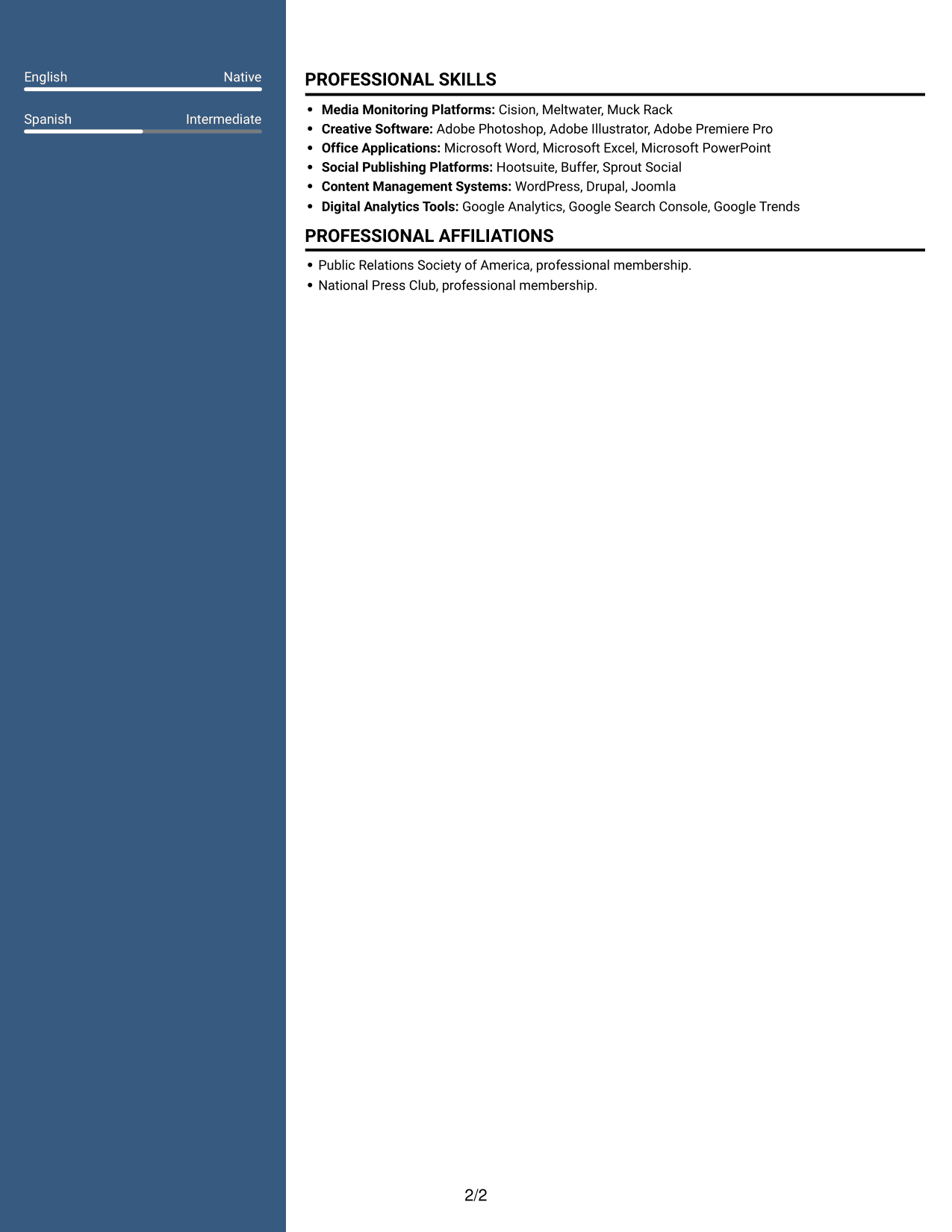 Resume example — page 2