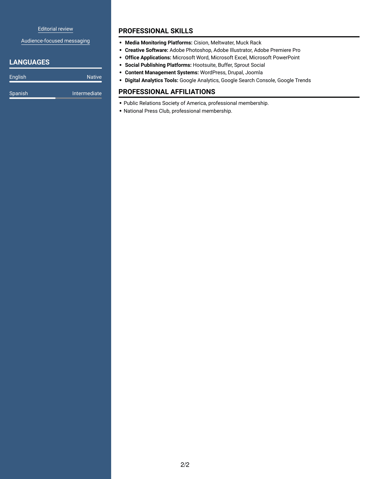 Resume example — page 2