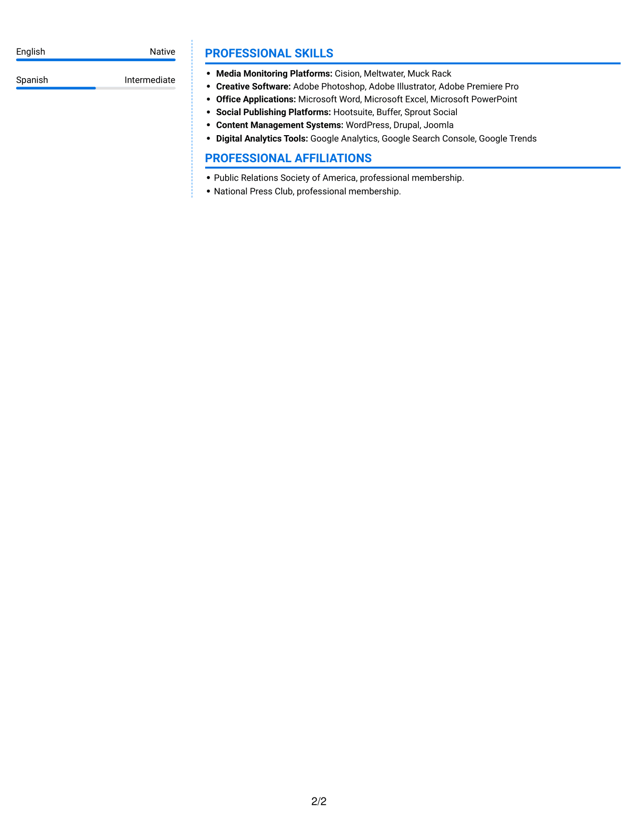 Resume example — page 2