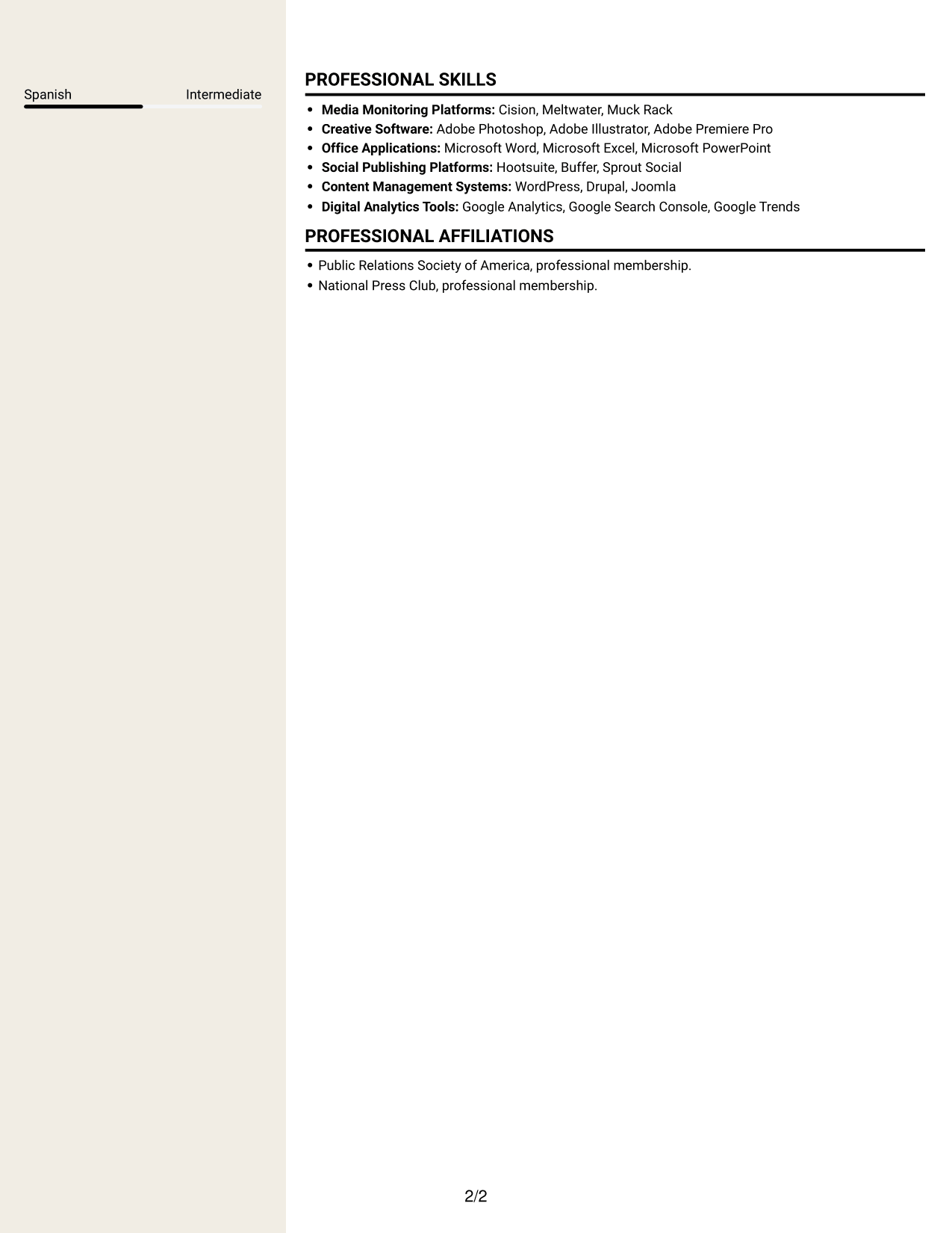 Resume example — page 2