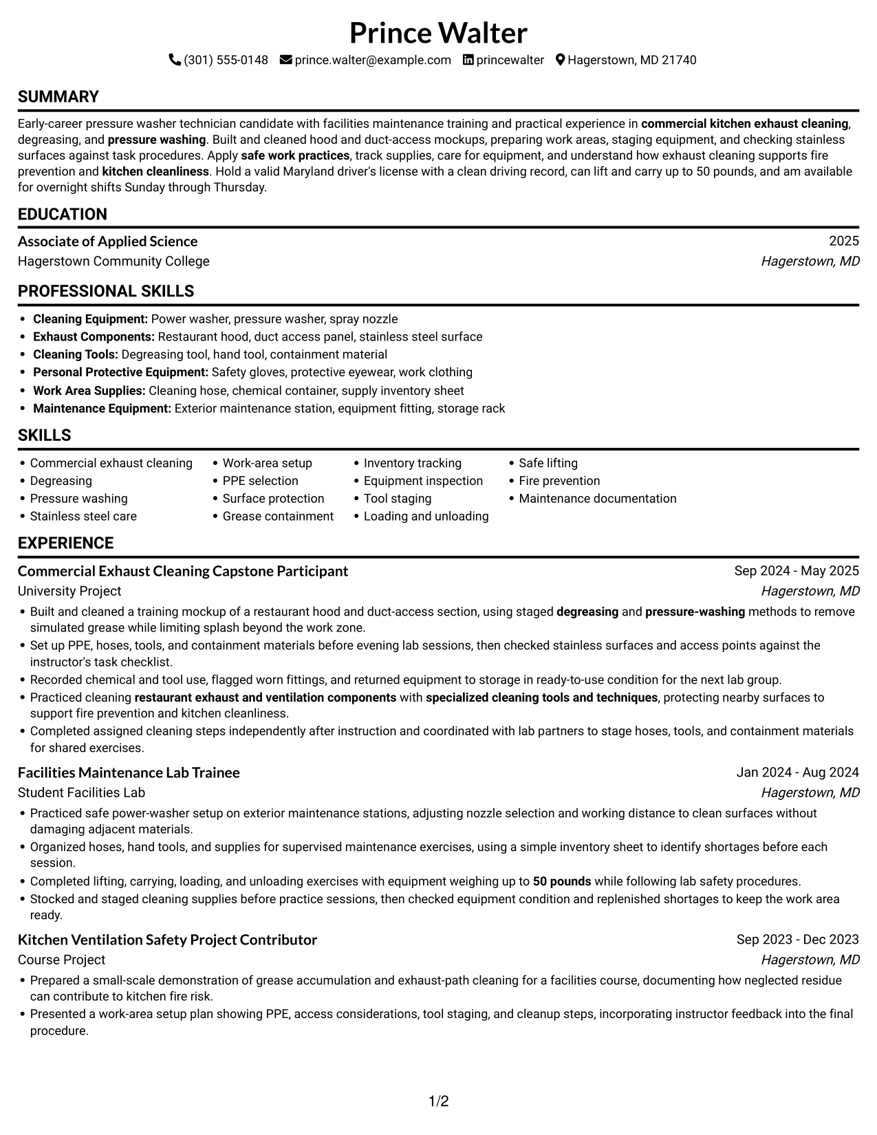 Resume example — page 1