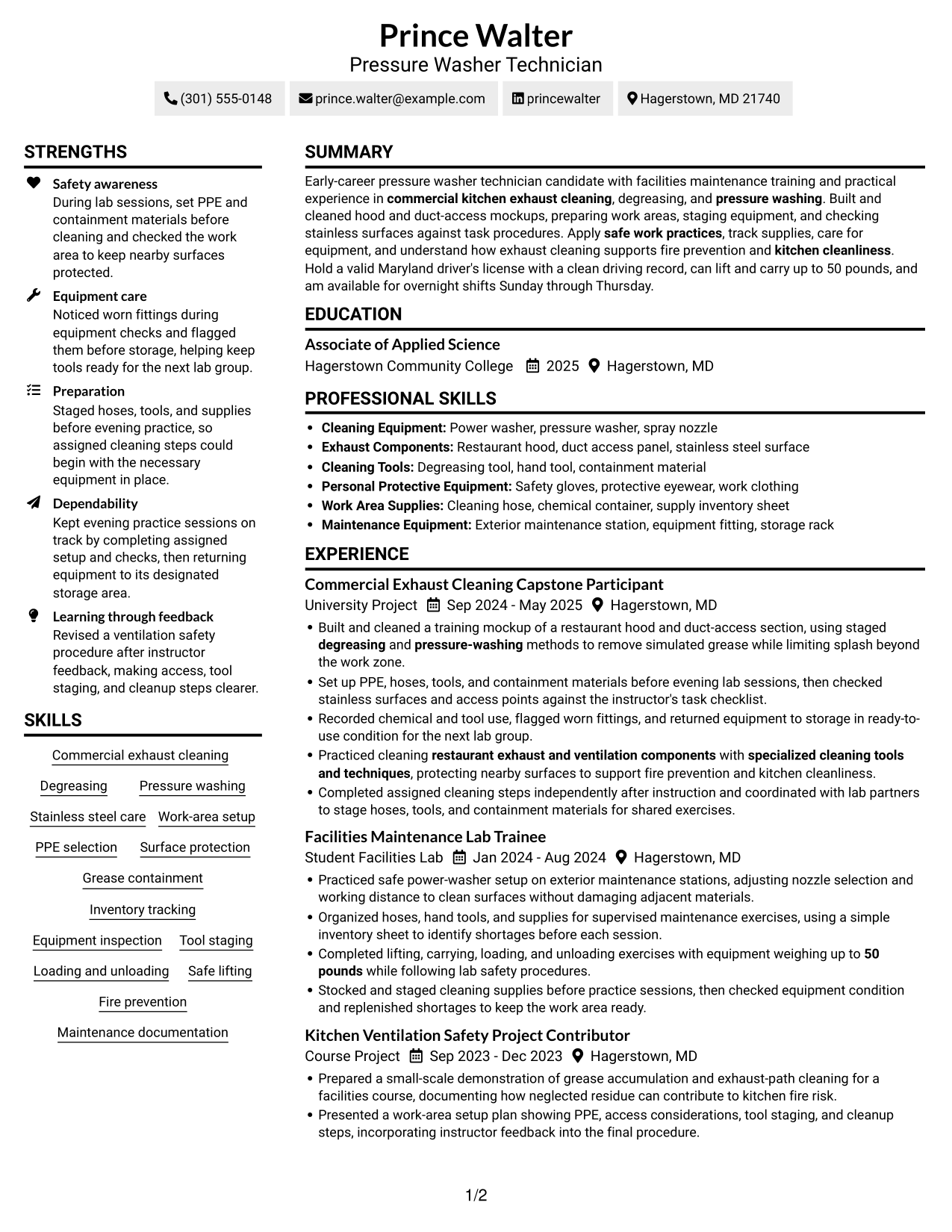 Resume example — page 1