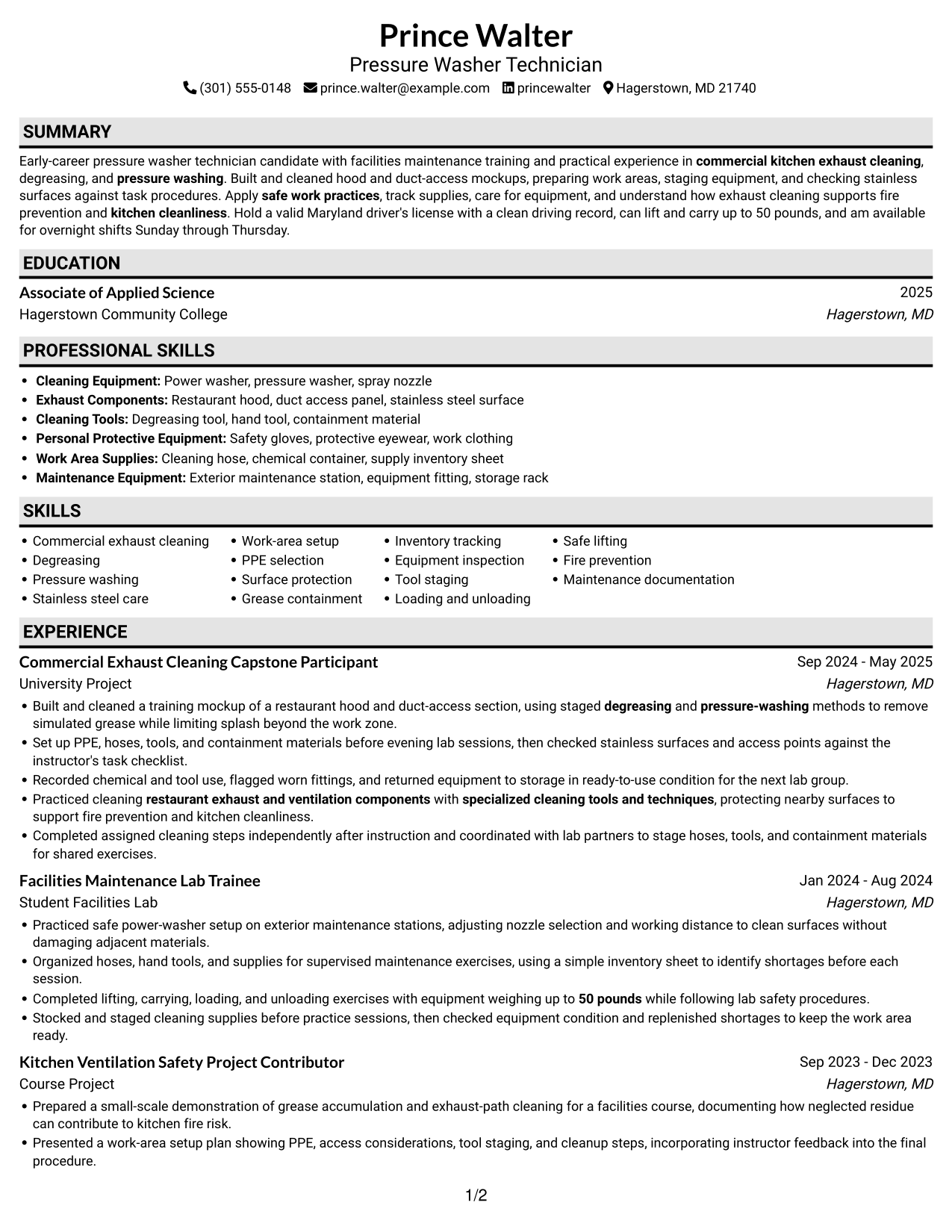 Resume example — page 1