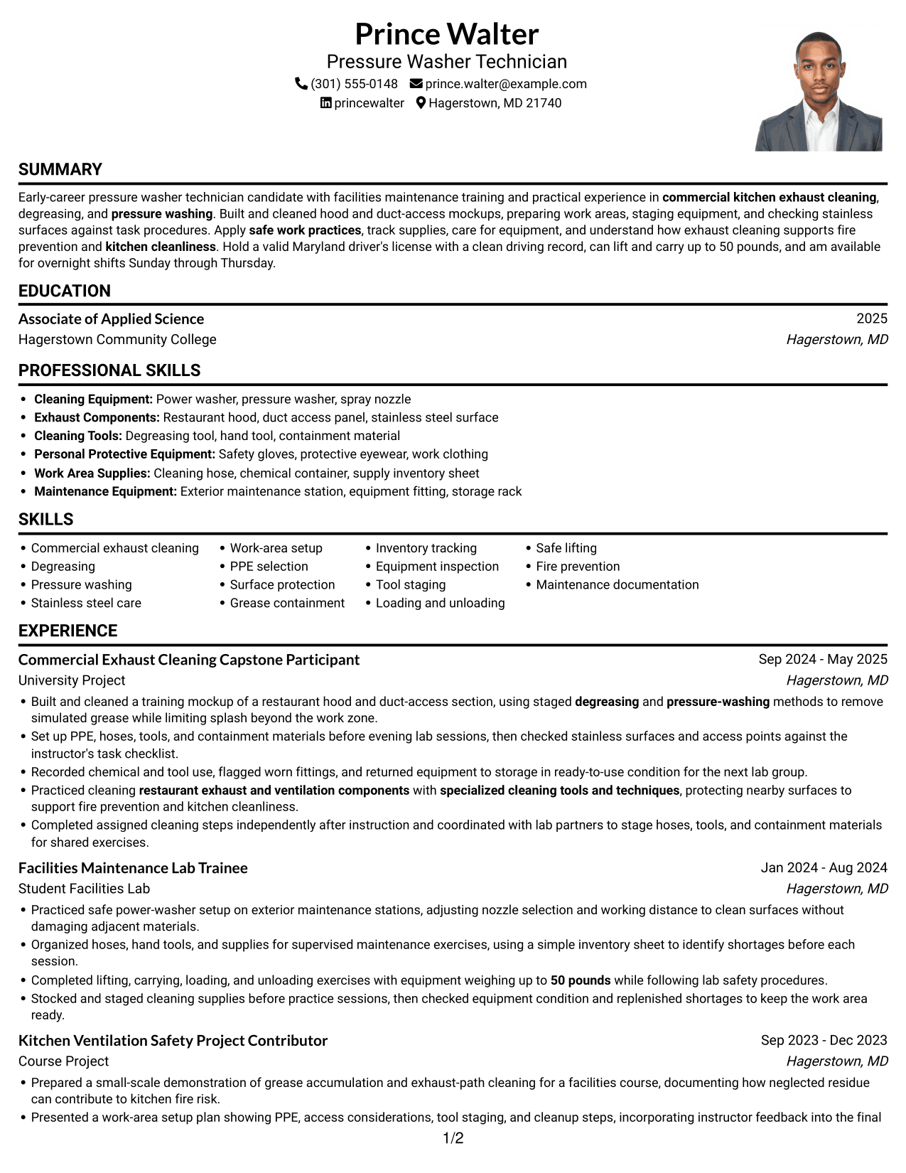 Resume example — page 1
