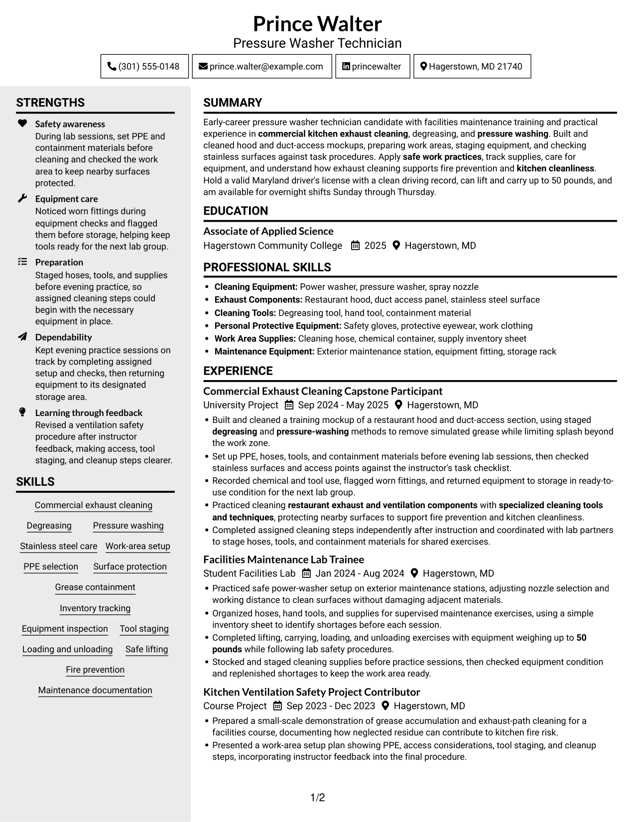 Resume example — page 1