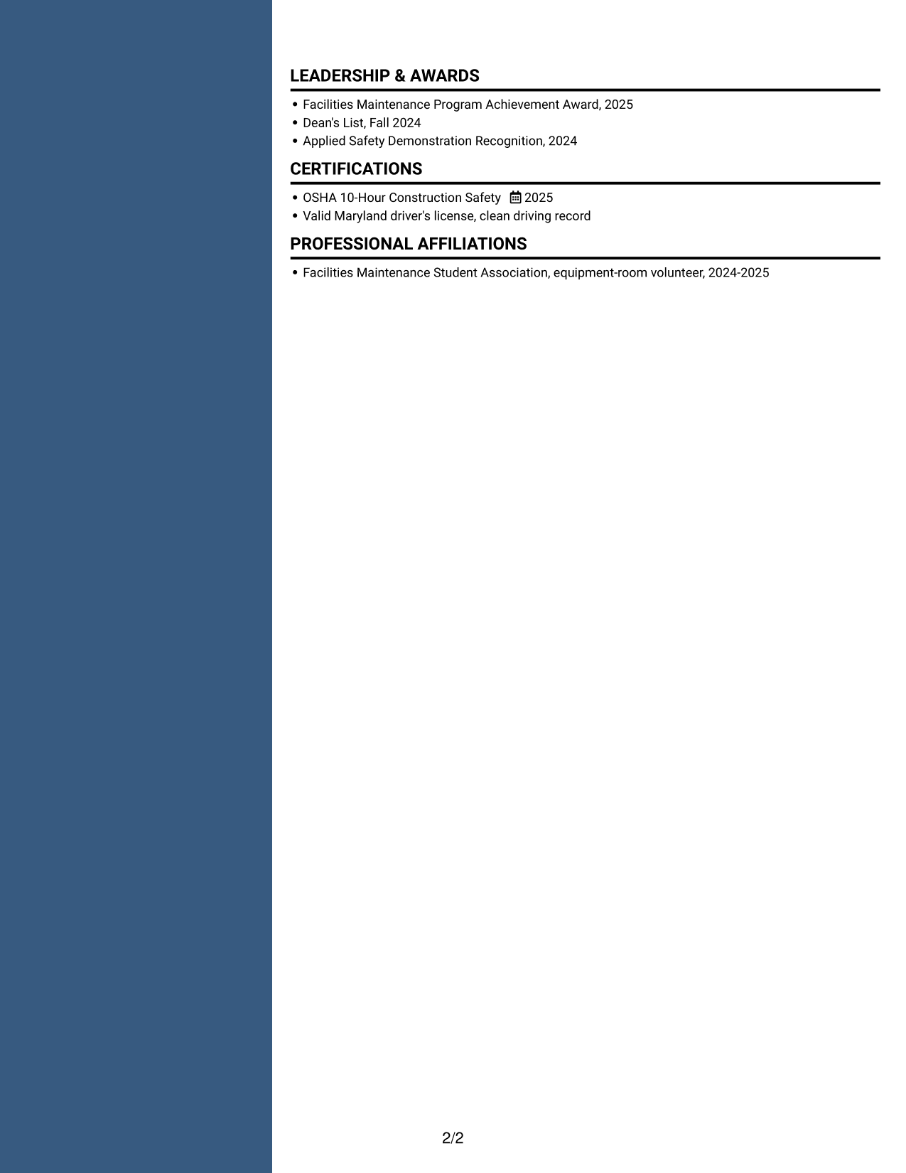 Resume example — page 2