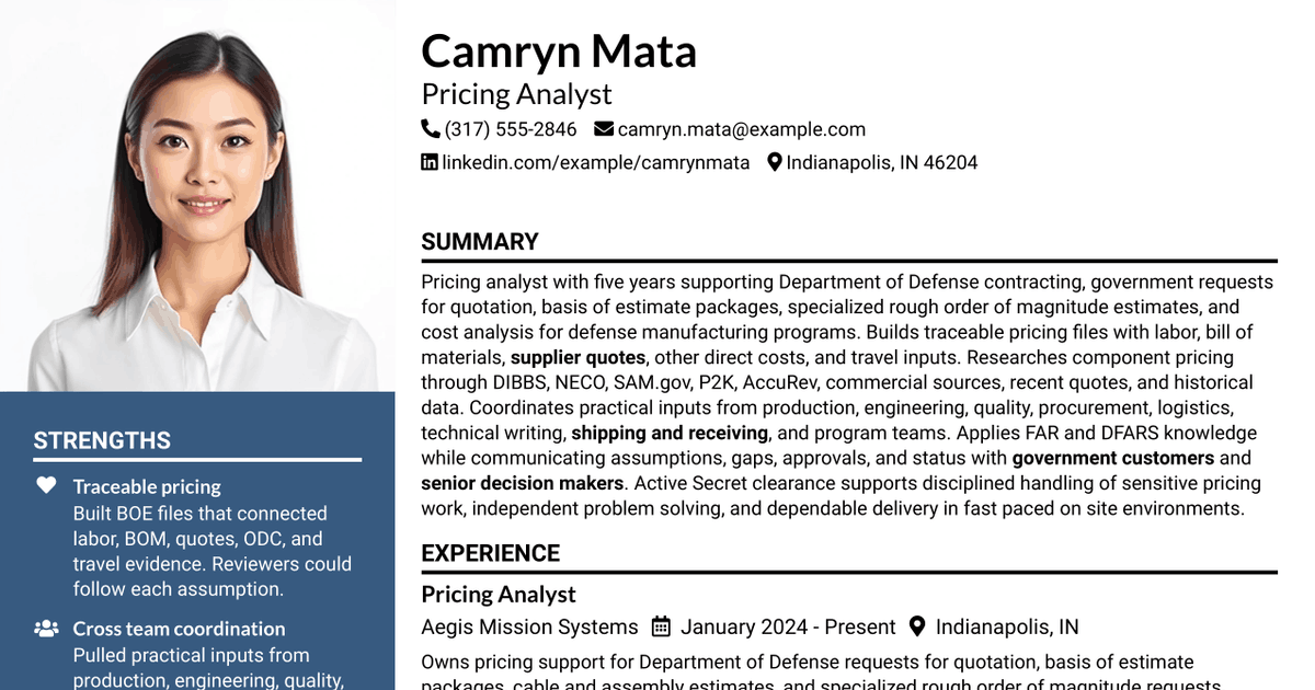 7 Pricing Analyst Resume Templates with Example