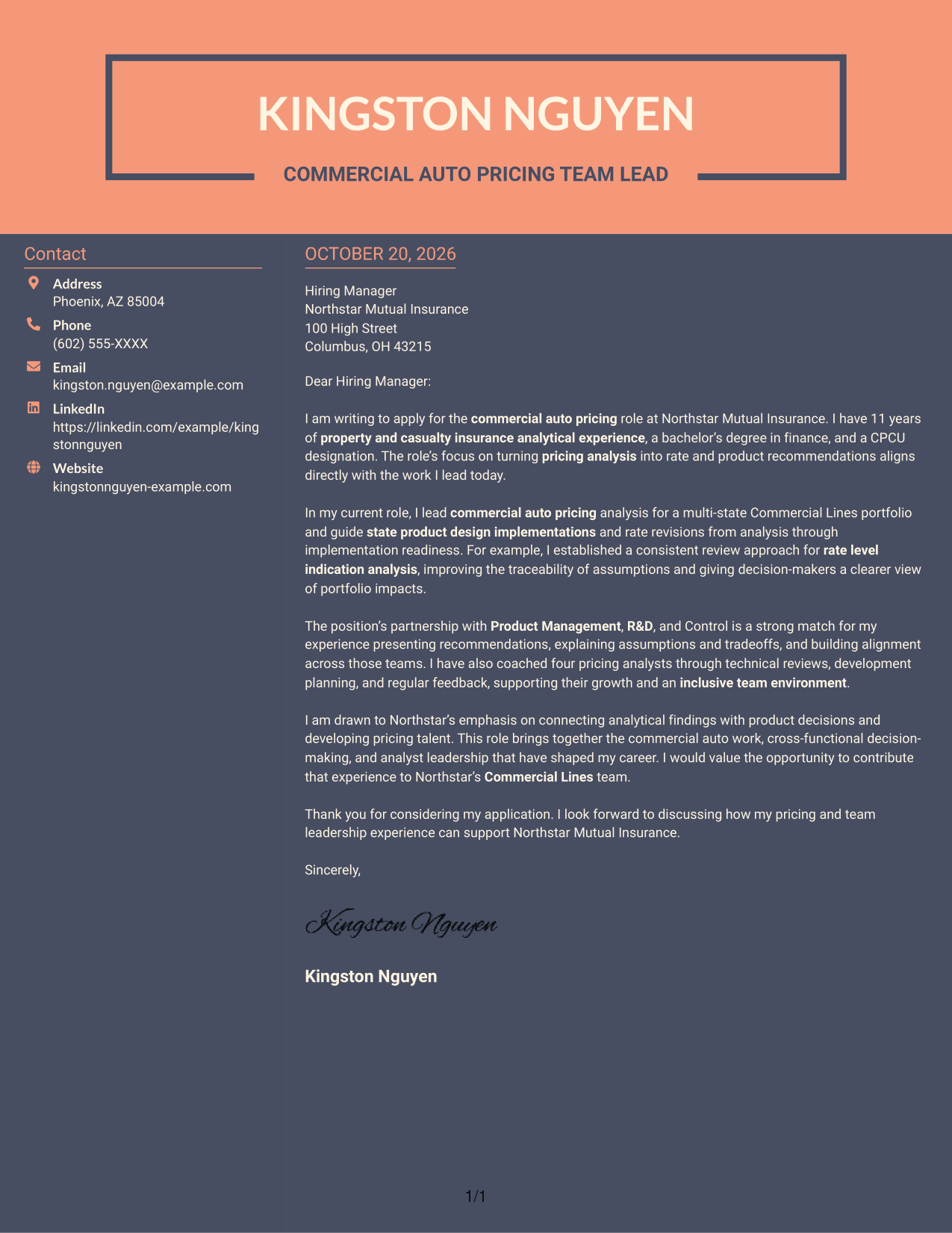 Cover letter example — page 1