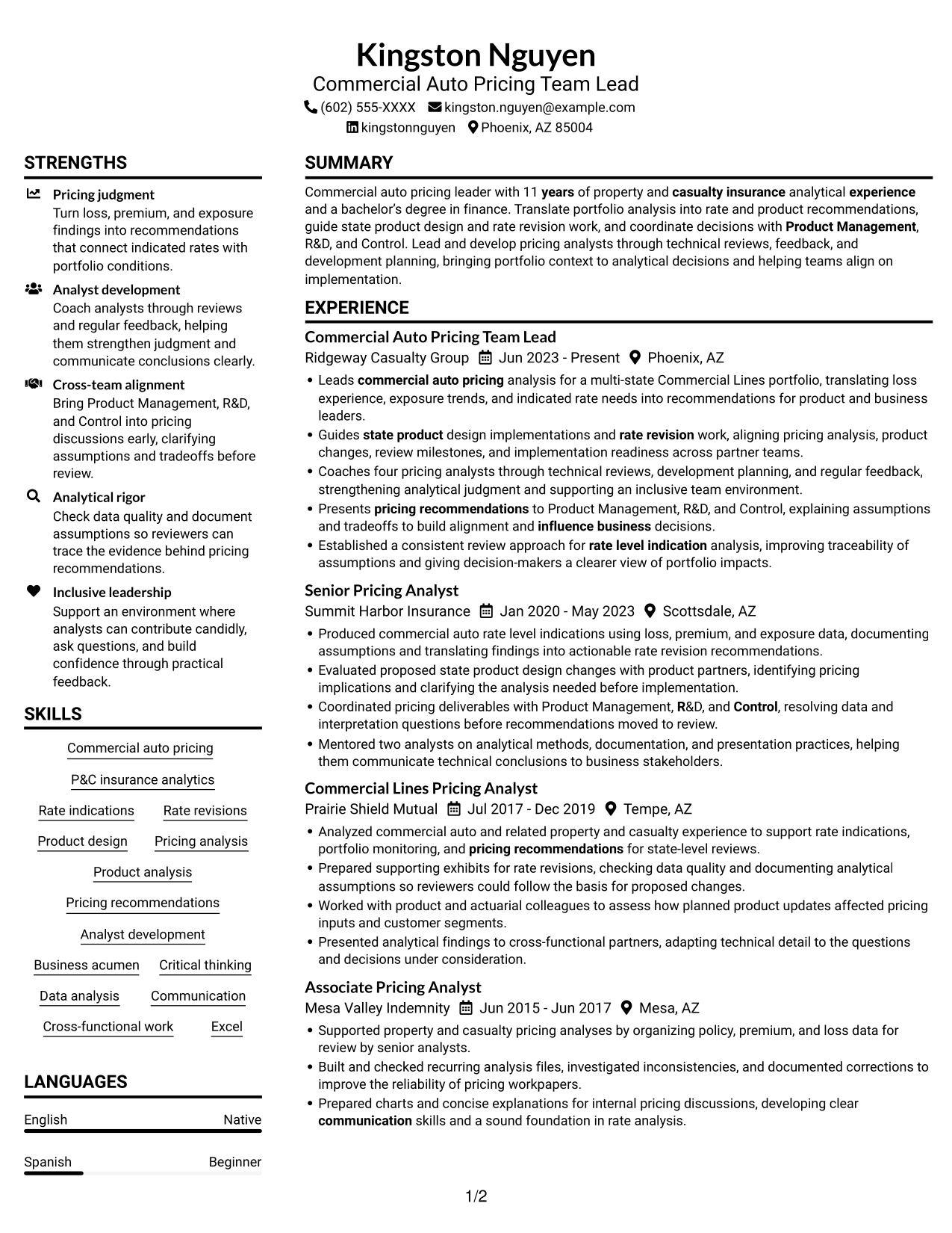 Resume example — page 1