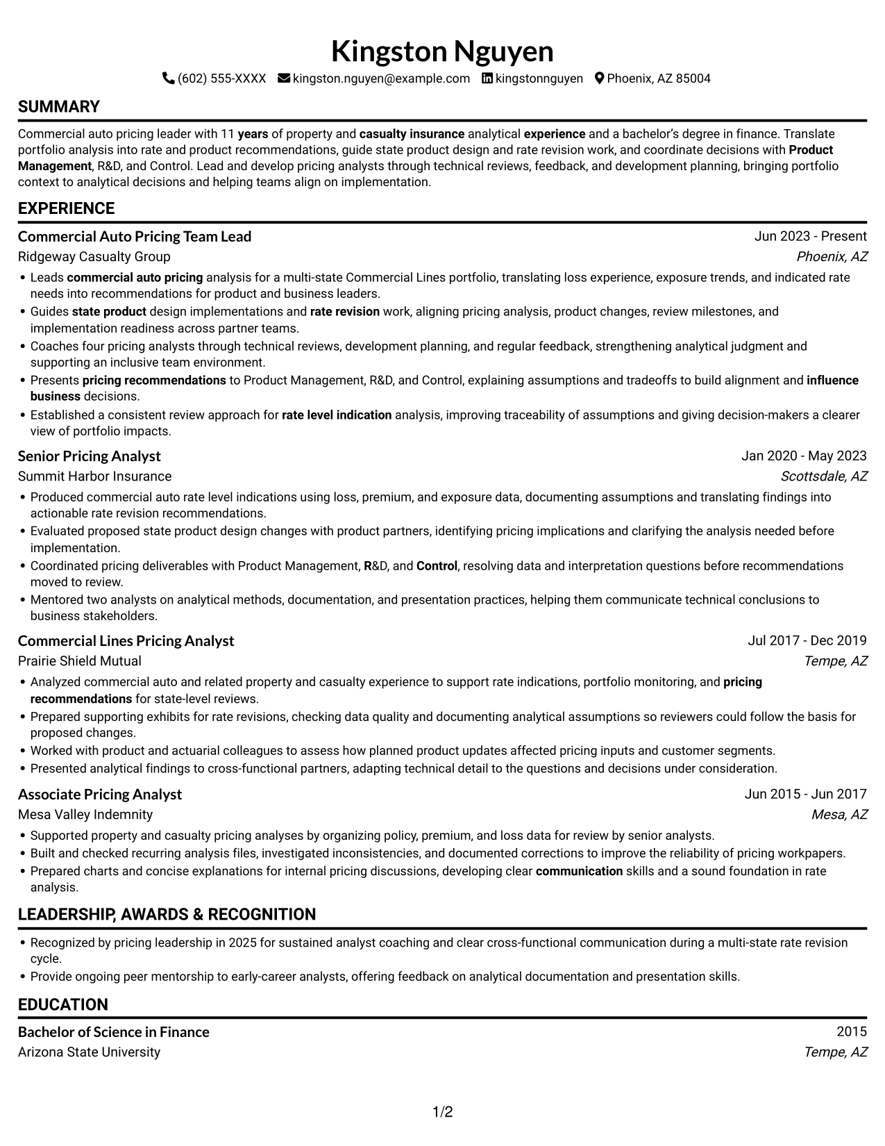 Resume example — page 1