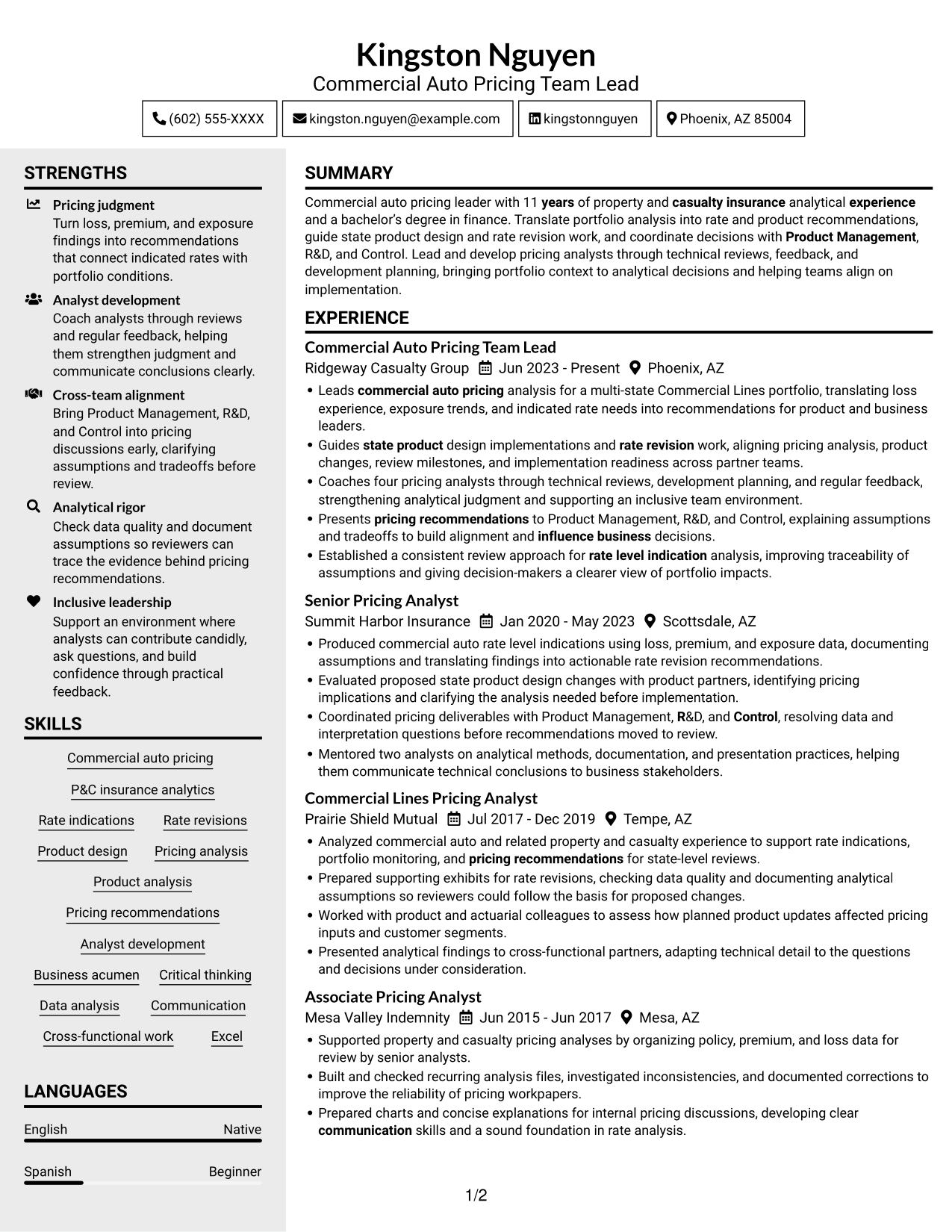 Resume example — page 1