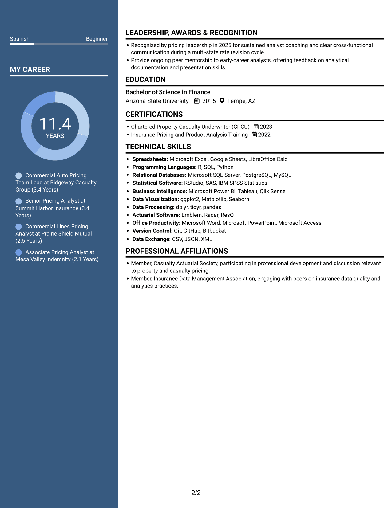 Resume example — page 2