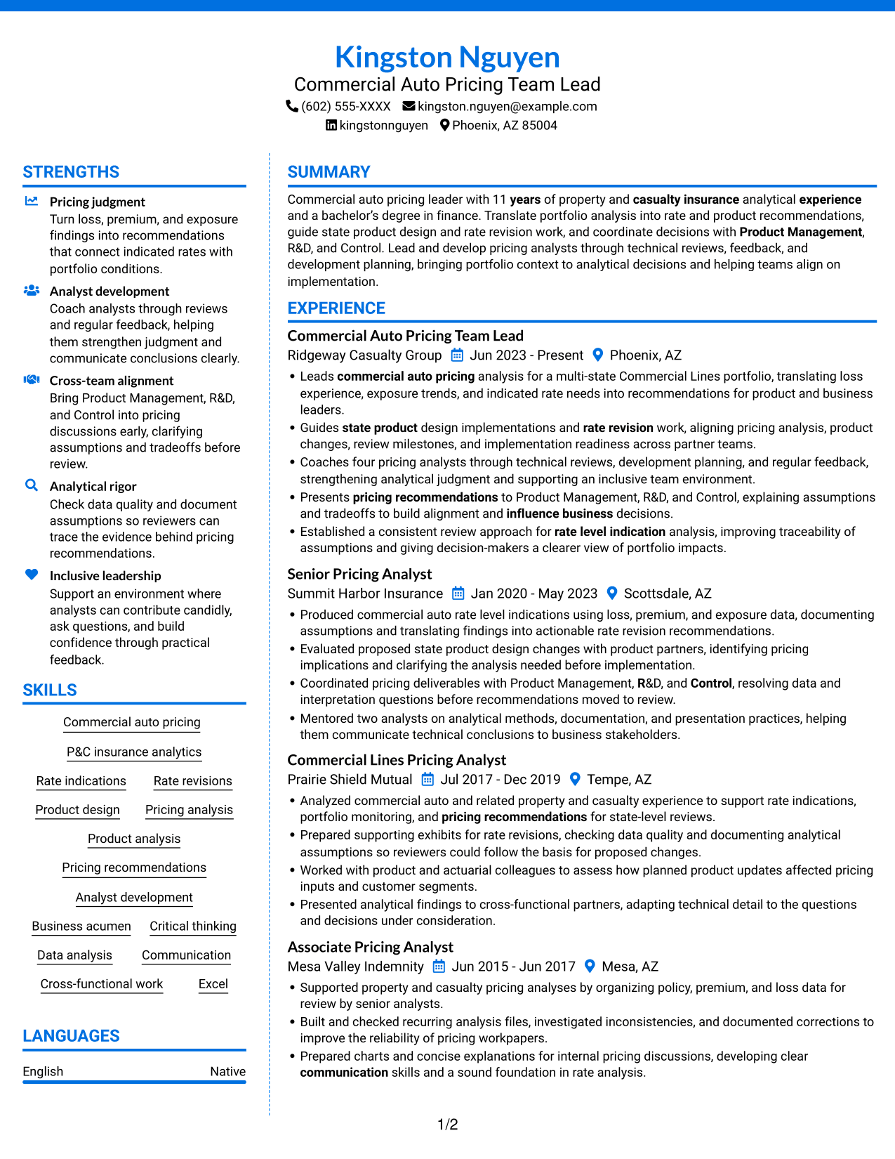Resume example — page 1
