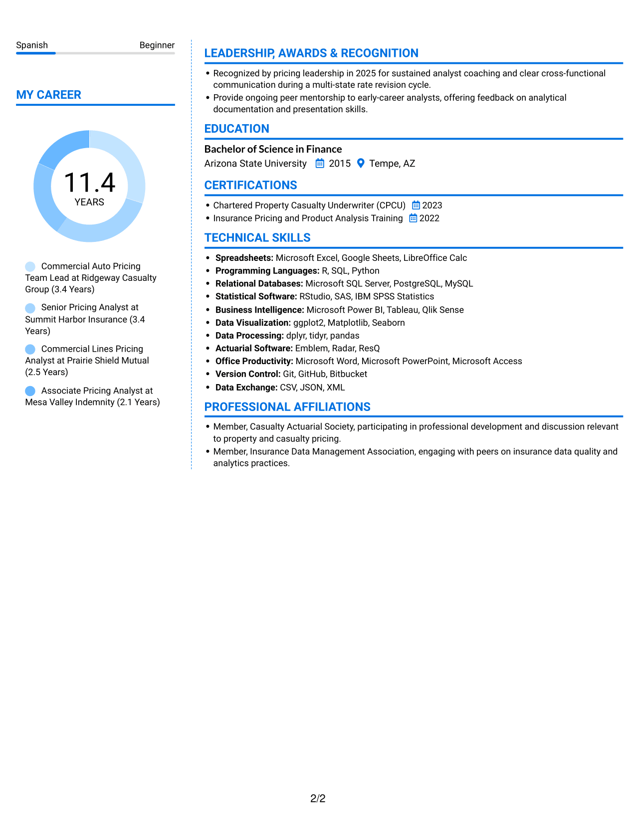 Resume example — page 2