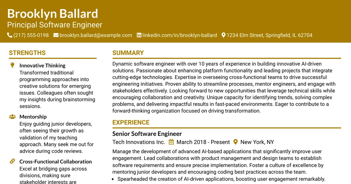 33 Principal AI Platform Engineer Resume Templates with Example 2026 (ATS-Optimized)
