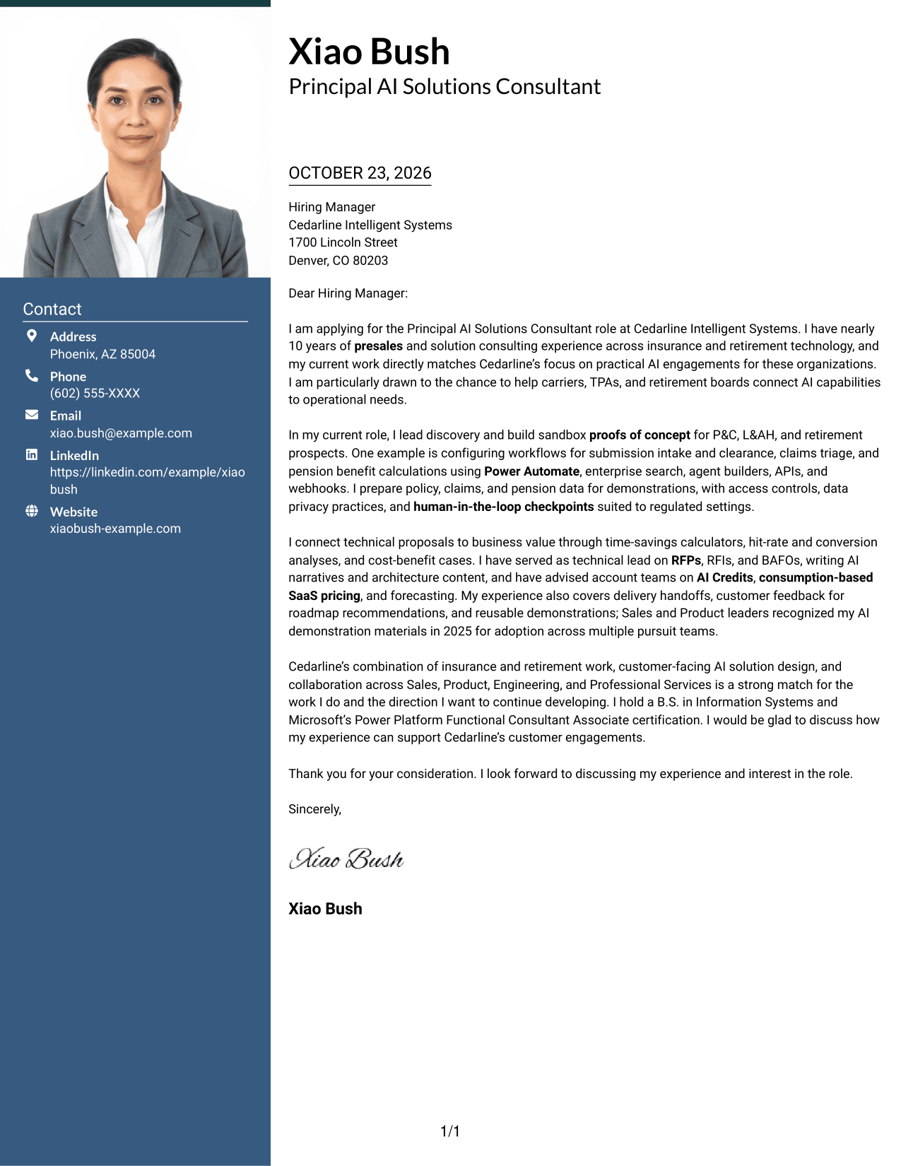 Cover letter example — page 1