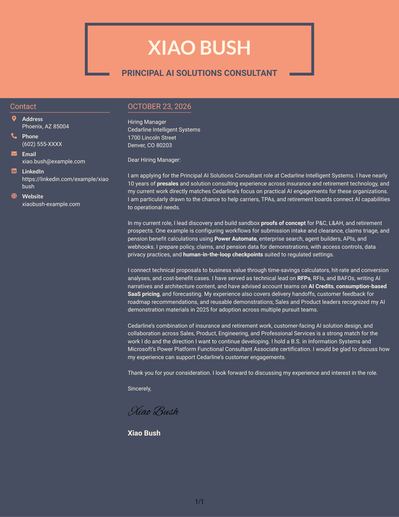 Cover letter example — page 1