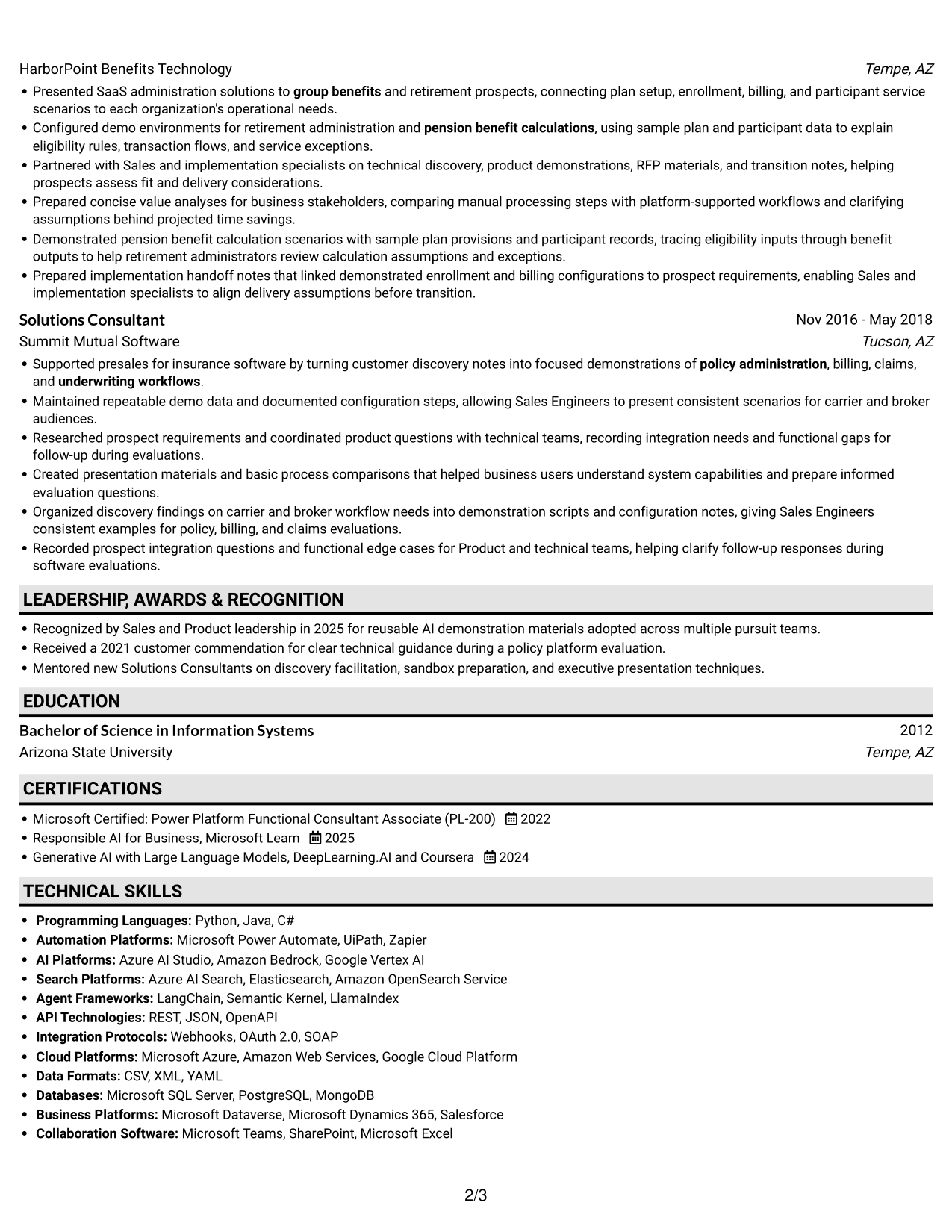 Resume example — page 2