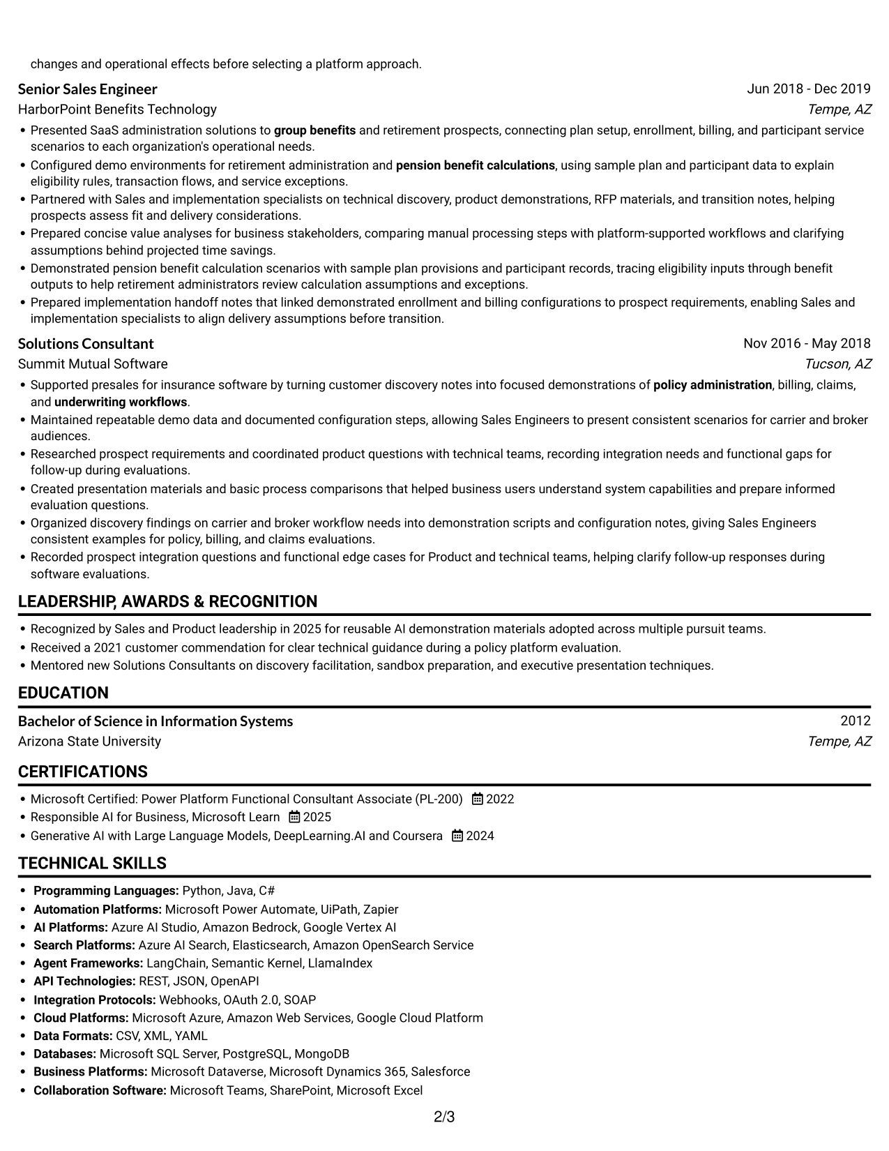 Resume example — page 2
