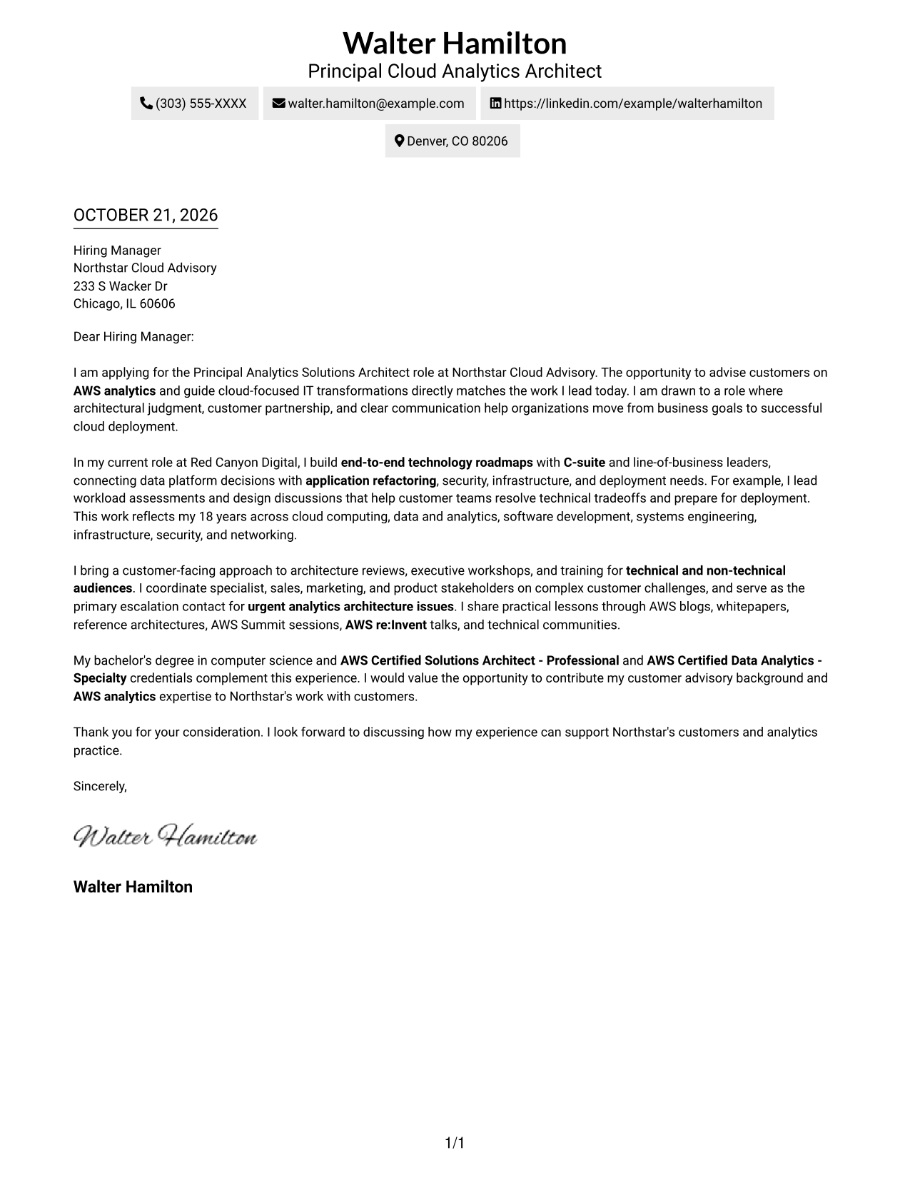 Cover letter example — page 1