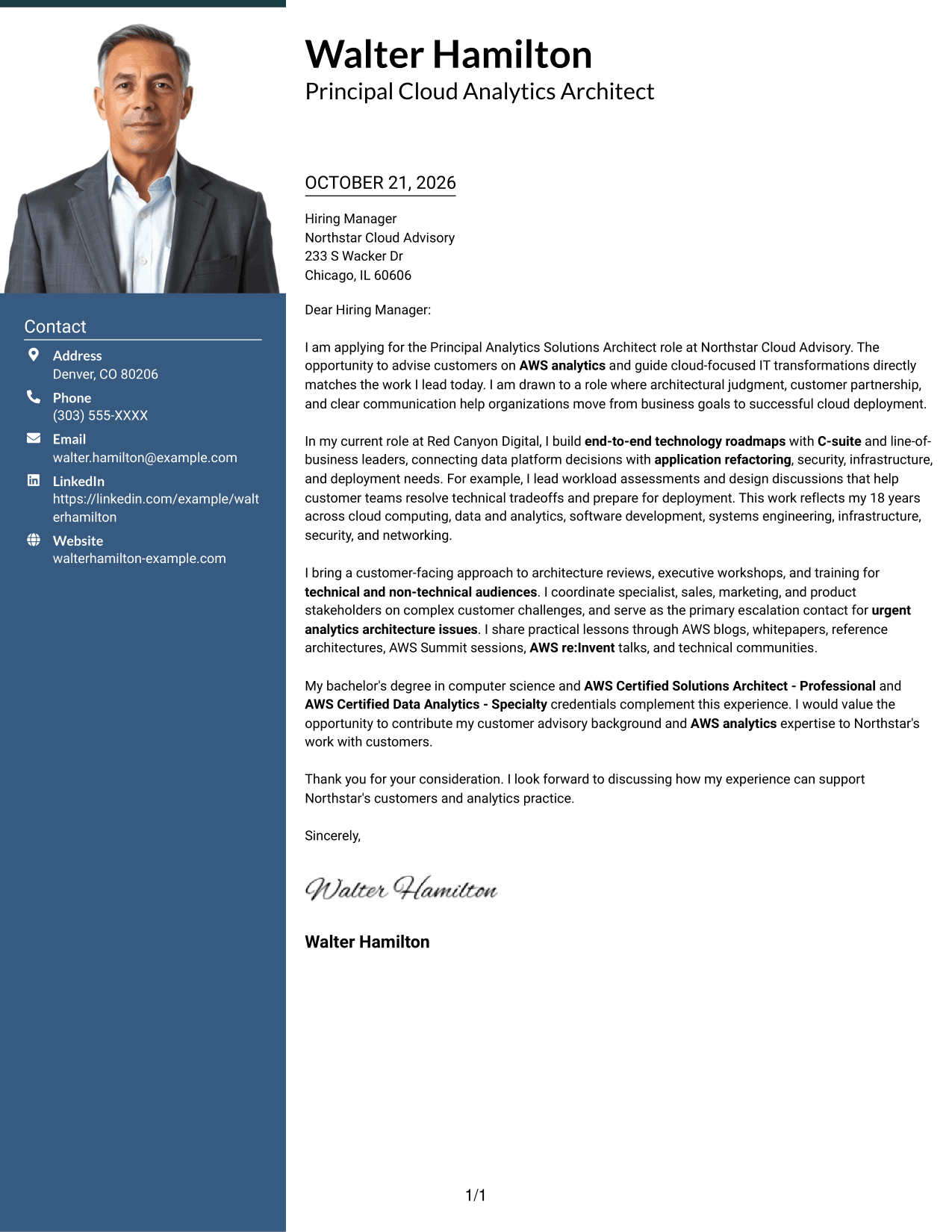 Cover letter example — page 1
