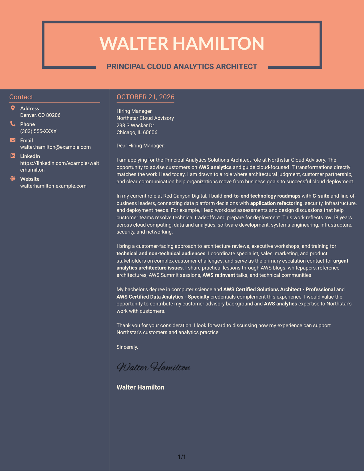 Cover letter example — page 1