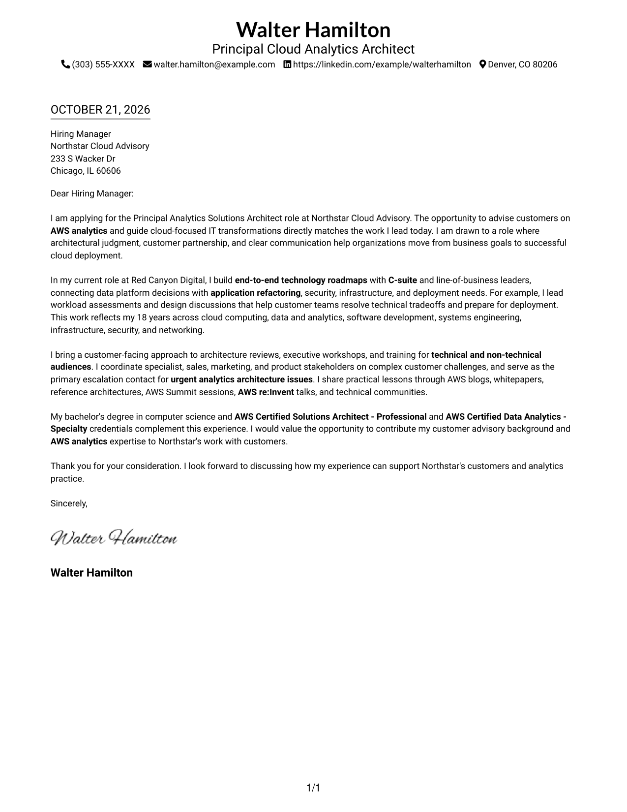 Cover letter example — page 1