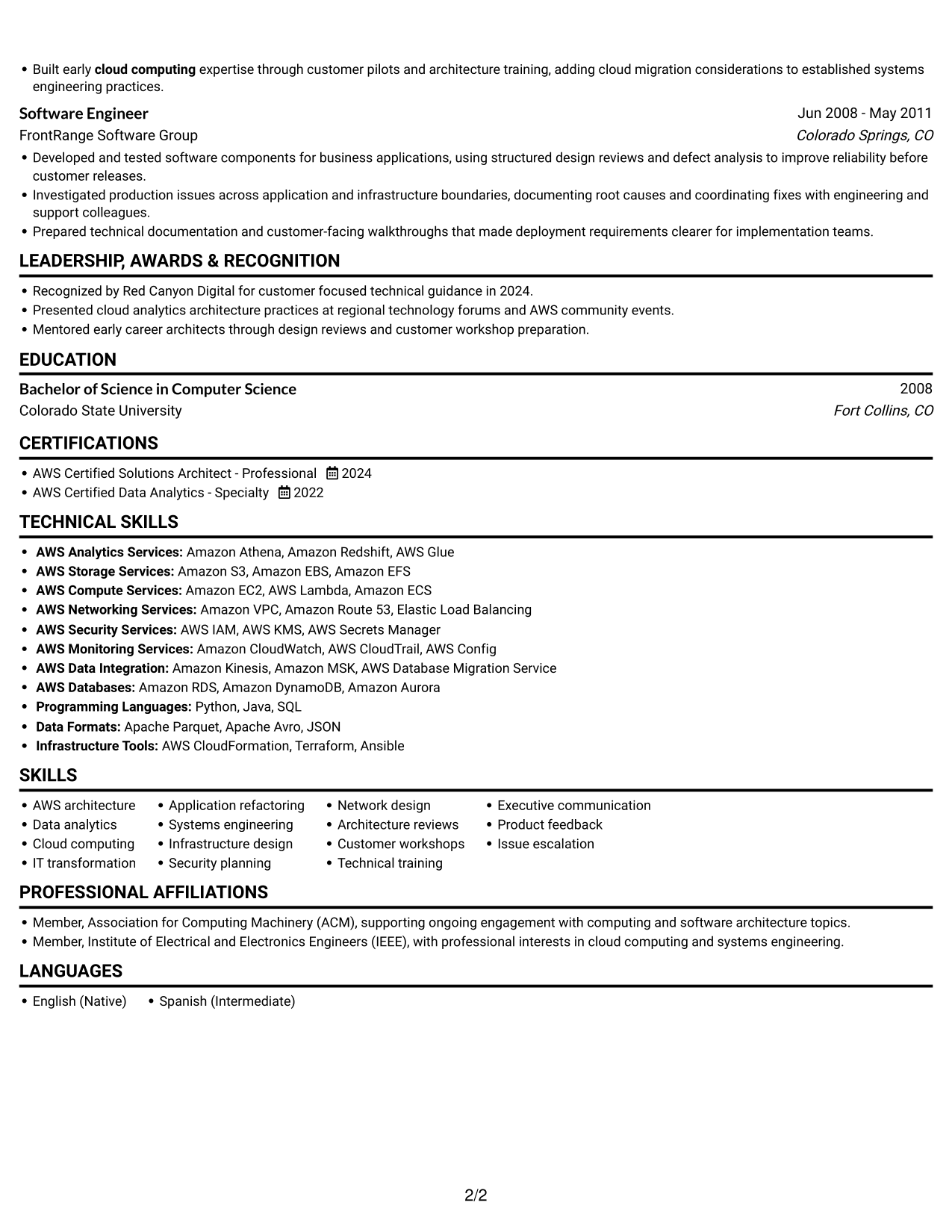 Resume example — page 2