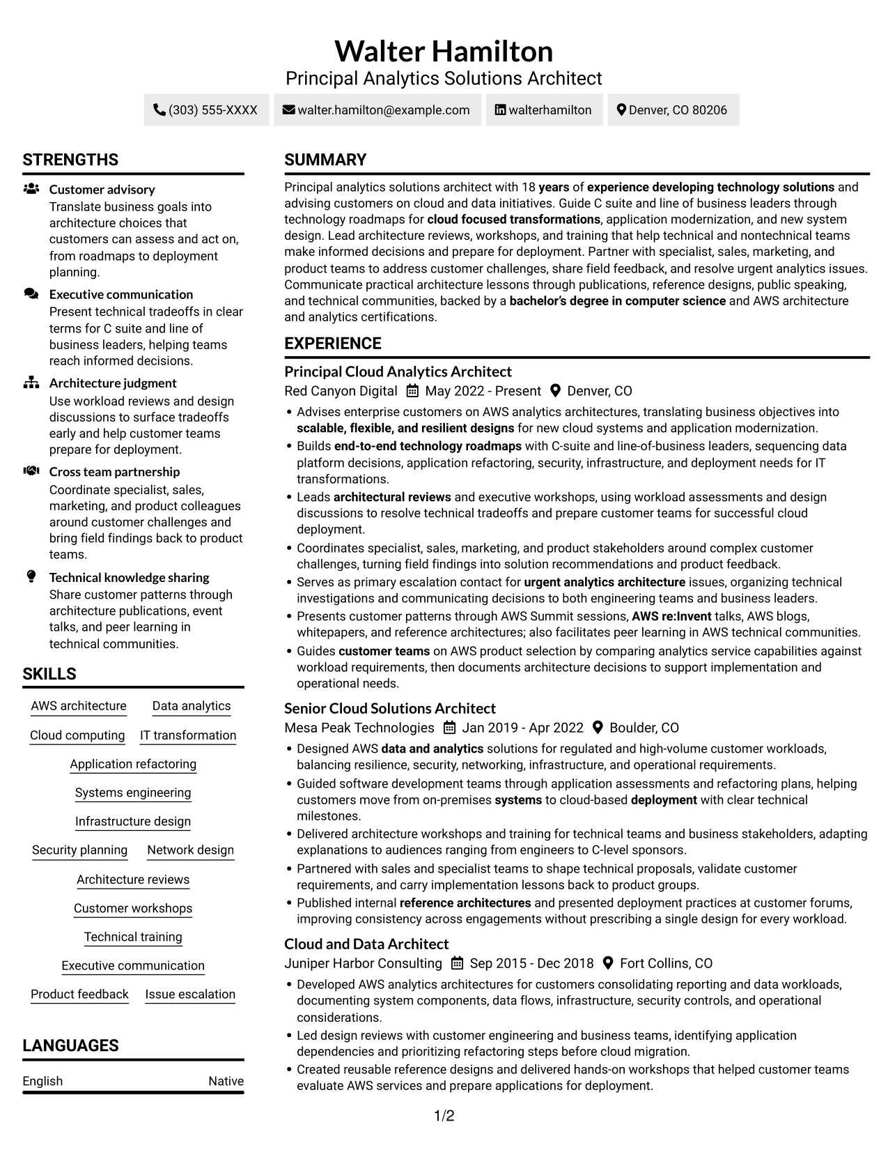Resume example — page 1