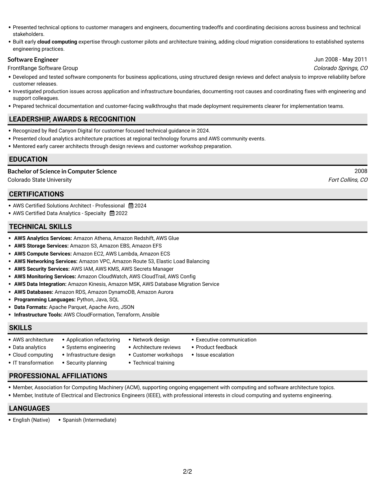 Resume example — page 2