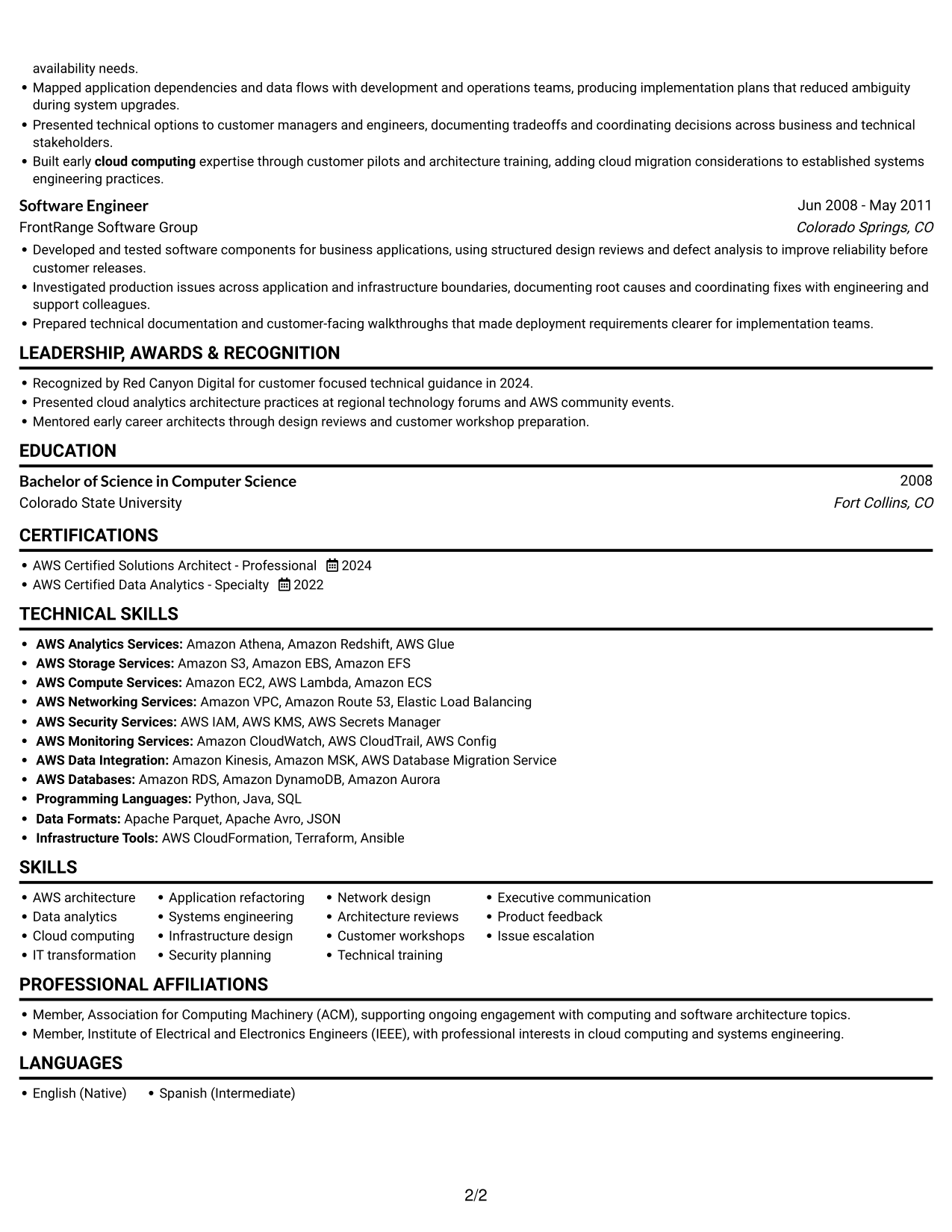 Resume example — page 2
