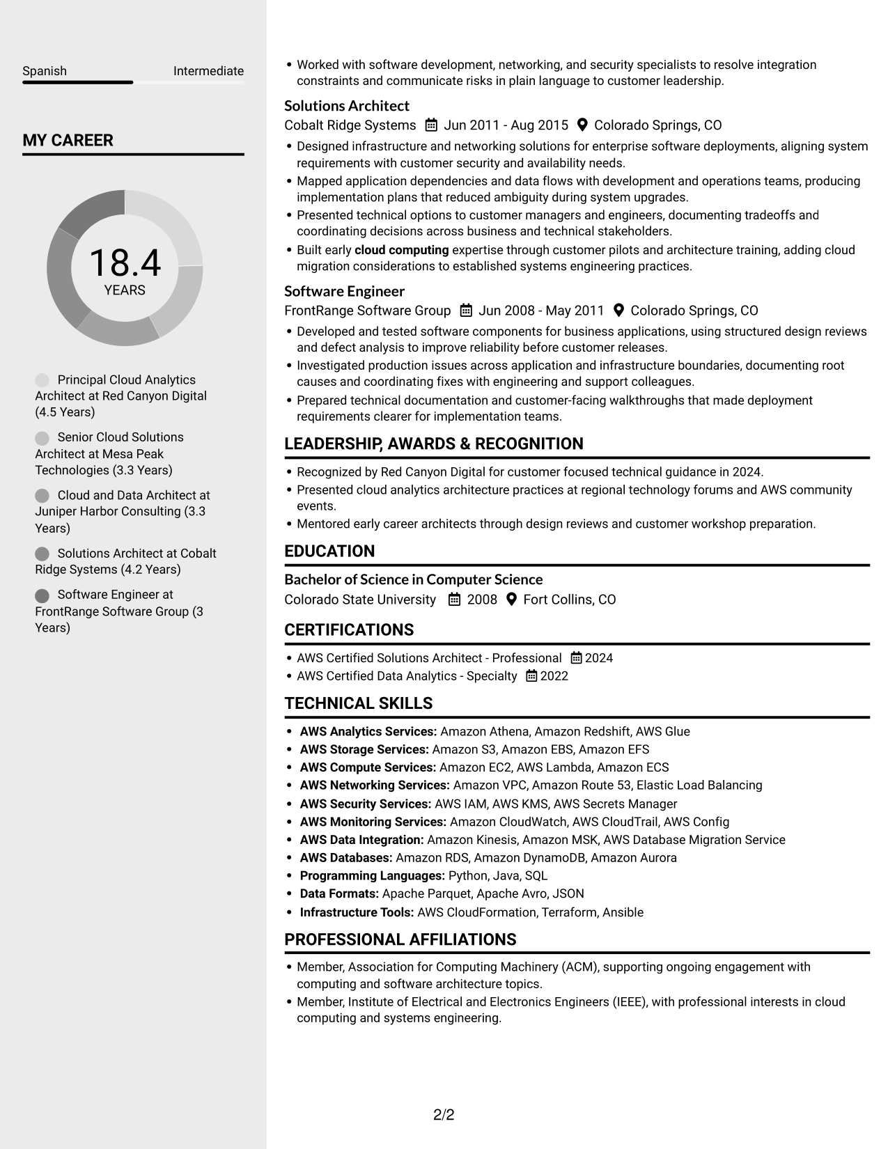 Resume example — page 2