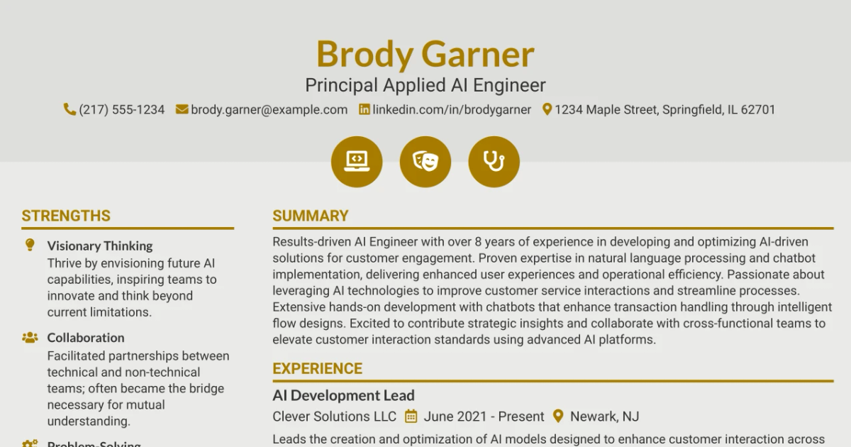 33 Principal Applied AI Engineer Resume Templates with Example 2026 (ATS-Optimized)