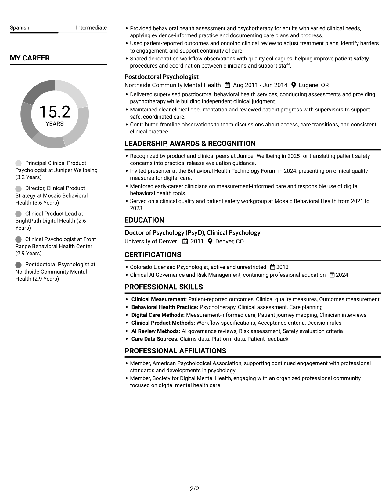 Resume example — page 2