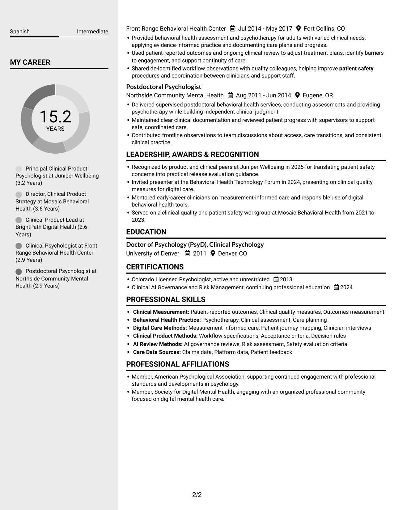 Resume example — page 2