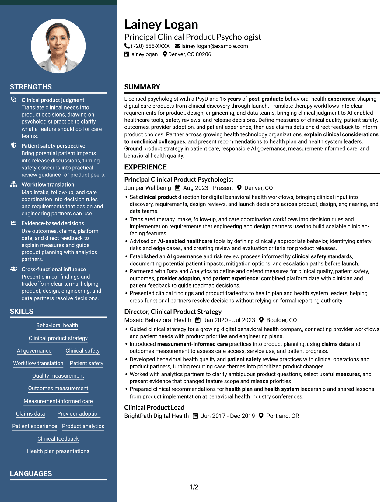 Resume example — page 1