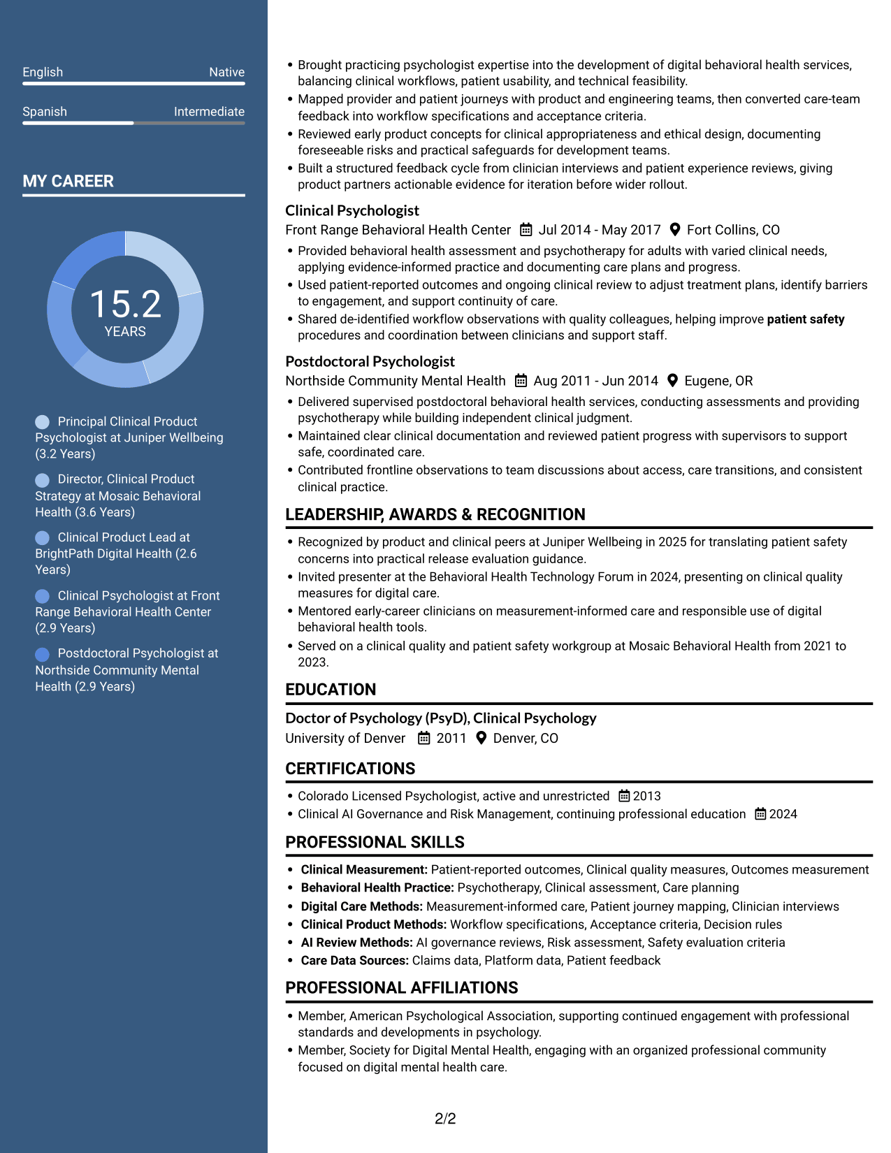 Resume example — page 2