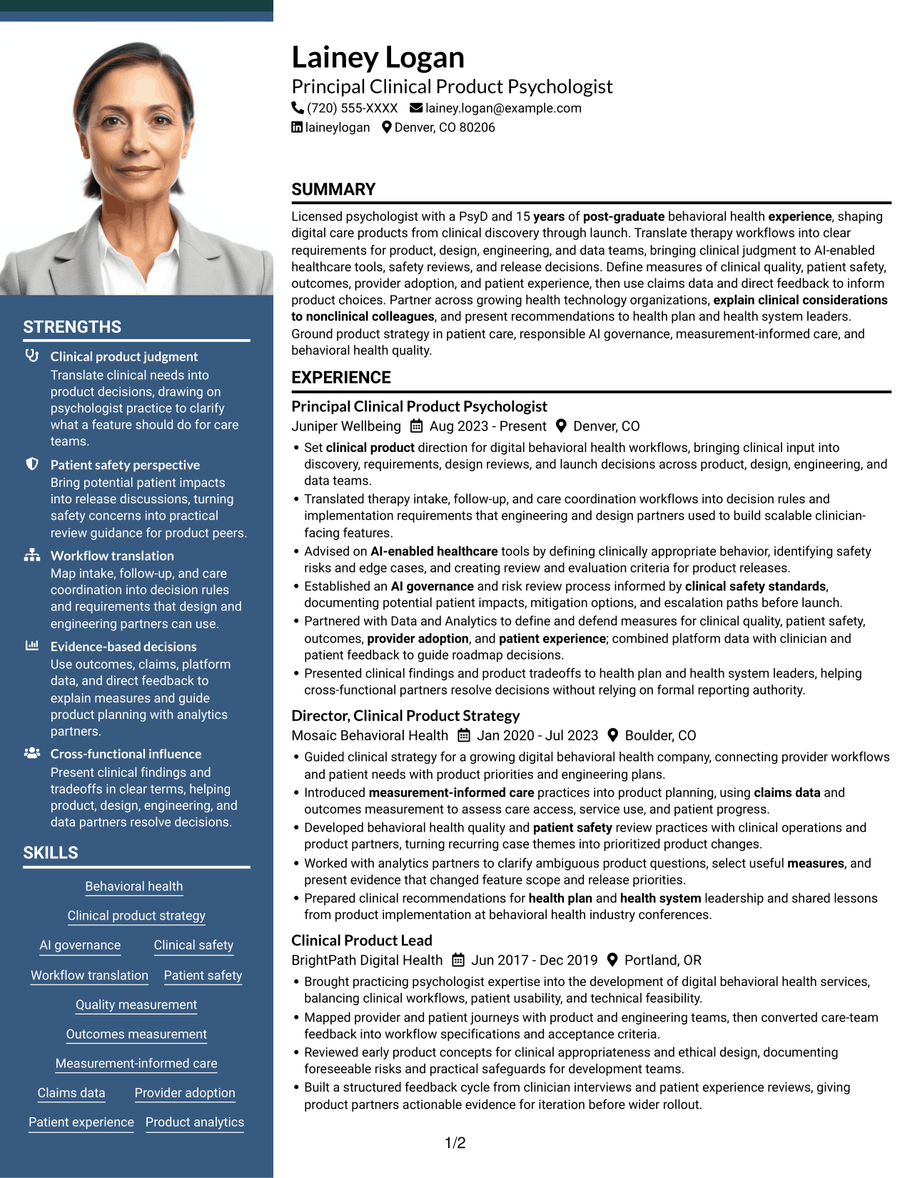 Resume example — page 1