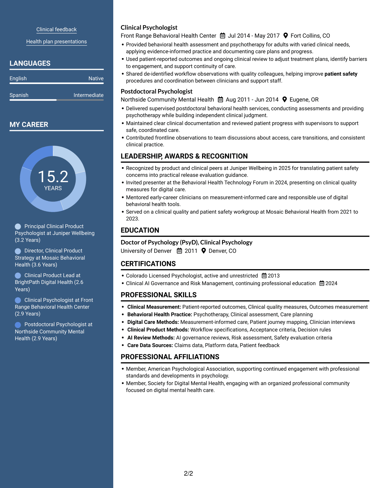 Resume example — page 2