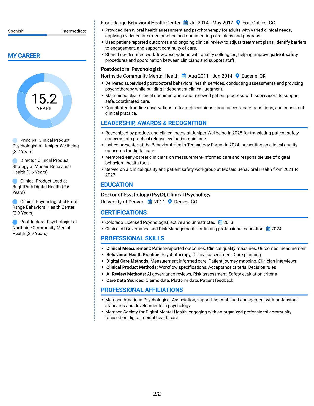 Resume example — page 2
