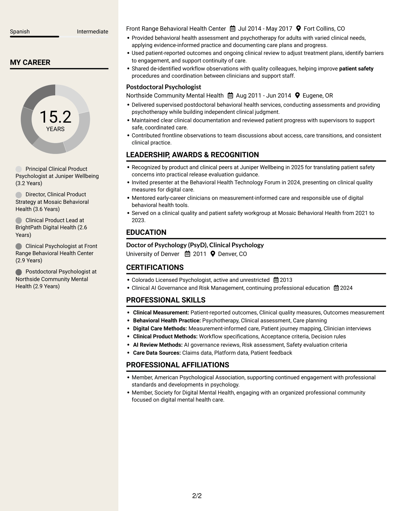 Resume example — page 2
